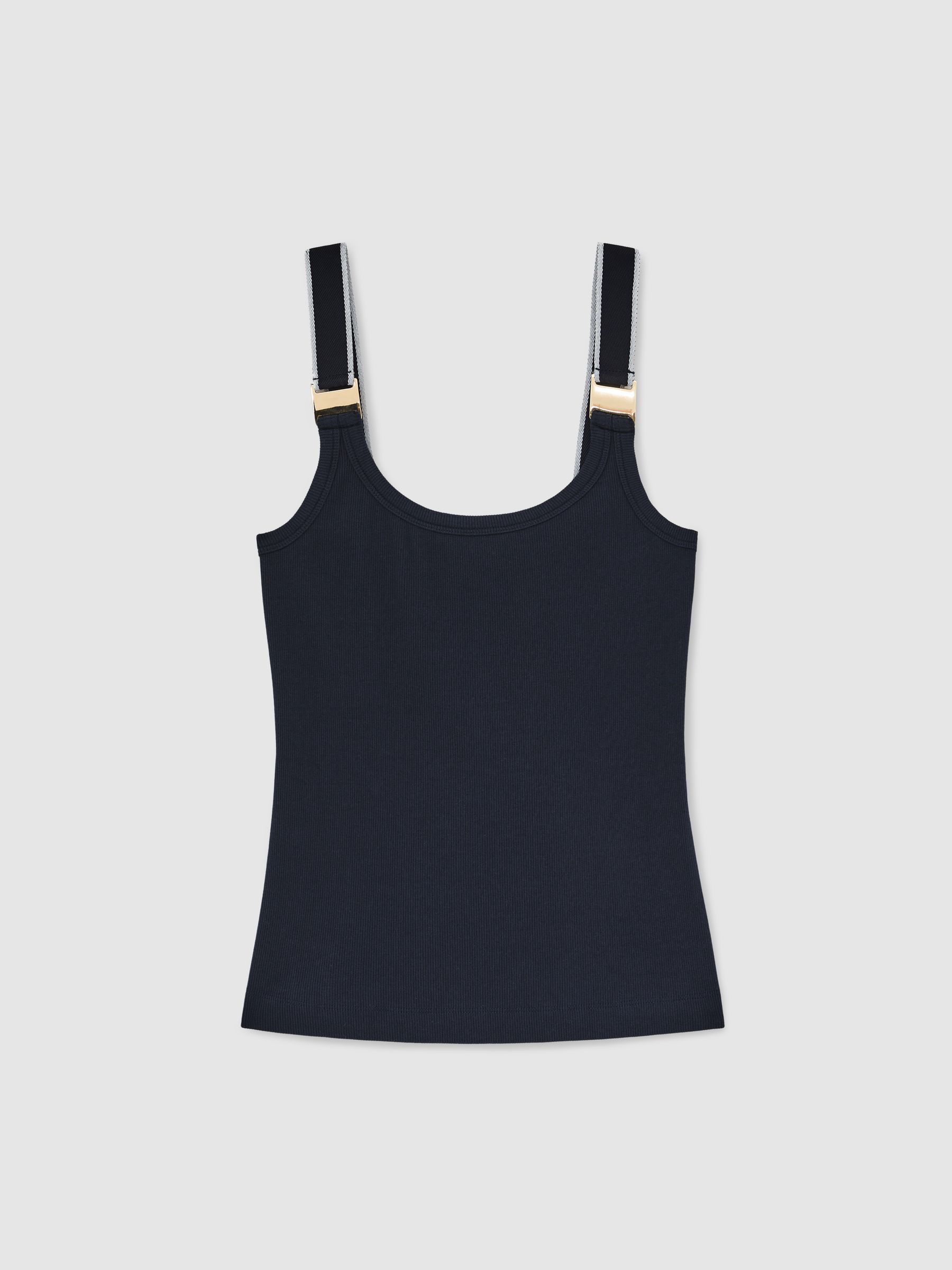 Stretch-Cotton Hardware-Detail Vest in Navy/White - image 1