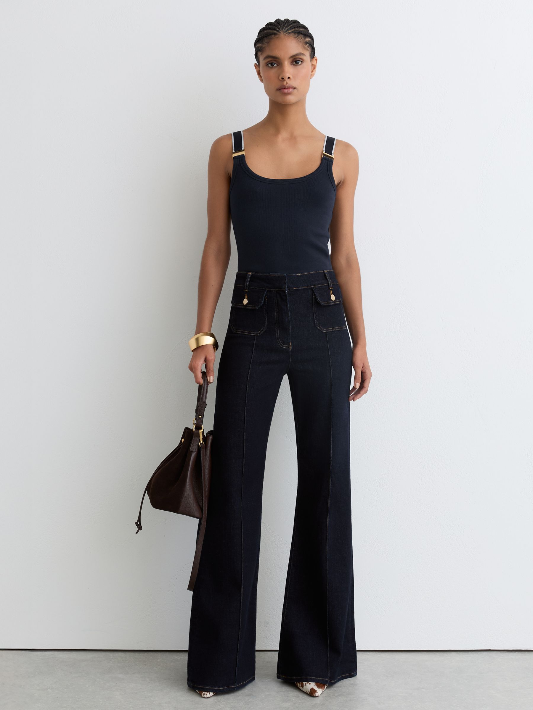 Stretch-Cotton Hardware-Detail Vest in Navy/White - image 5