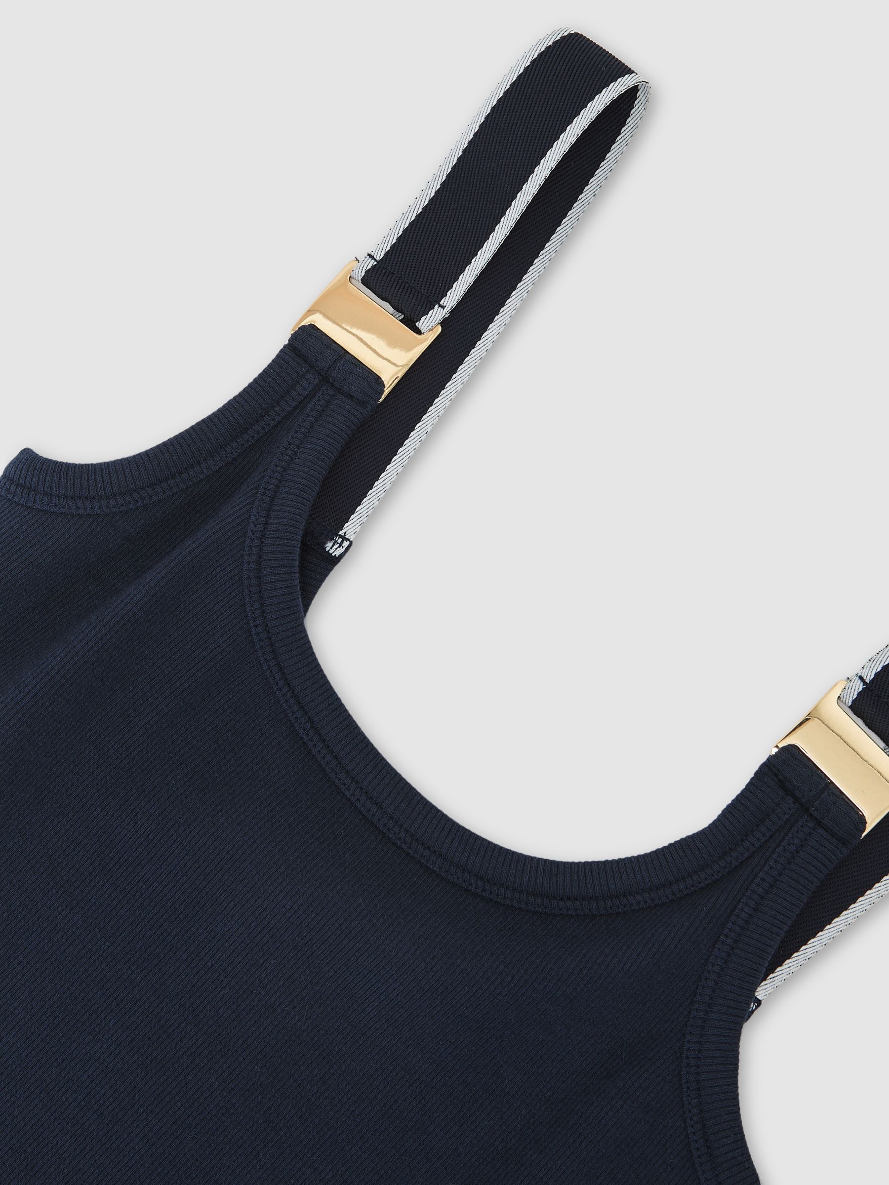 Stretch-Cotton Hardware-Detail Vest in Navy/White - image 3