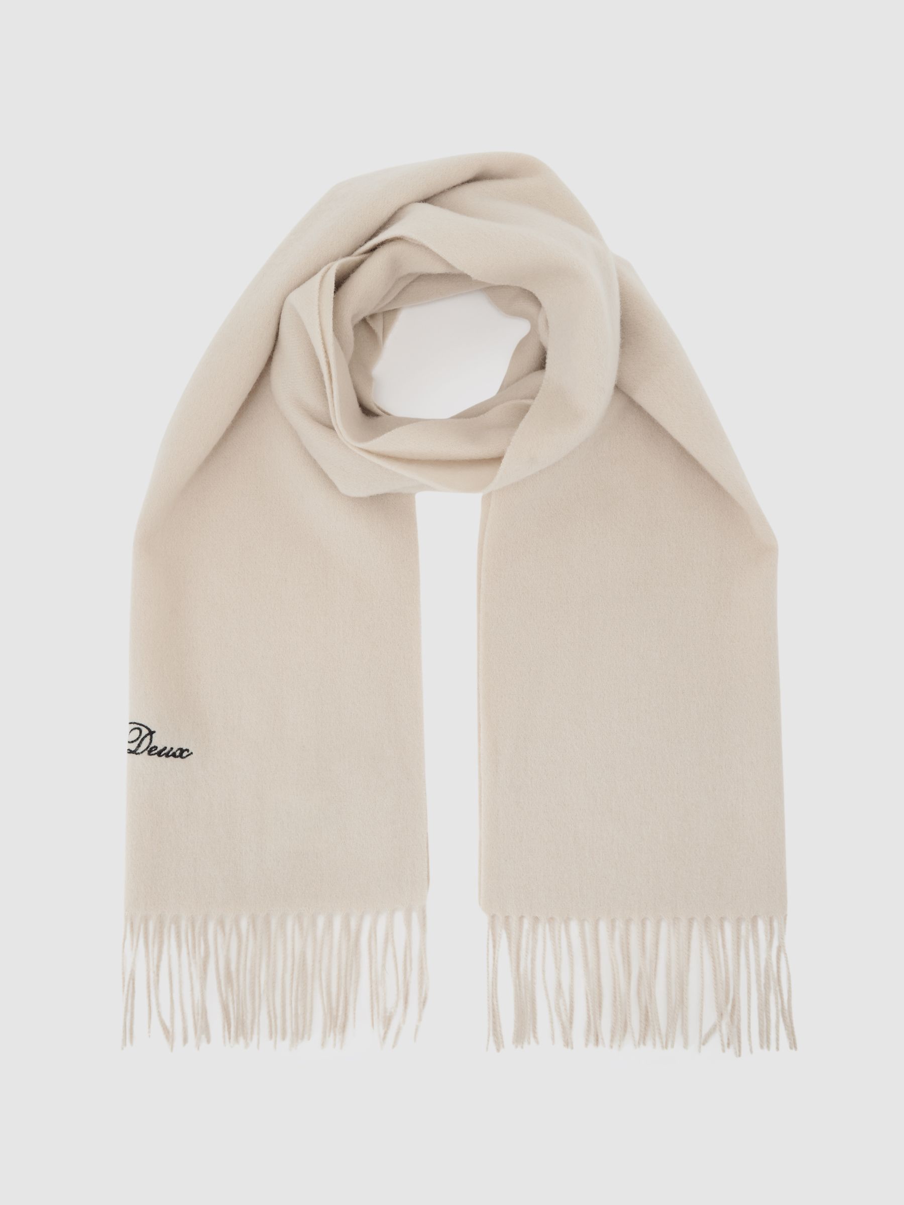 Wool Logo Embroidered Scarf in Ivory - Image 2 of 4