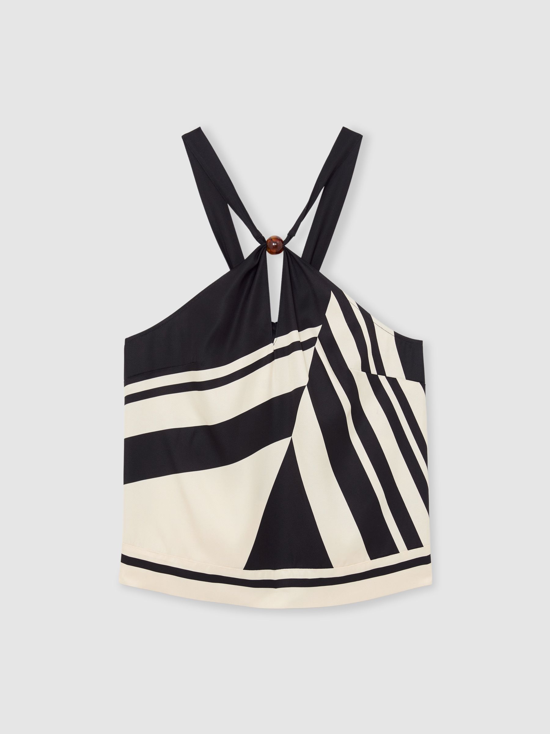 Scarf-Print Tie-Back Top in Black/White - image 1