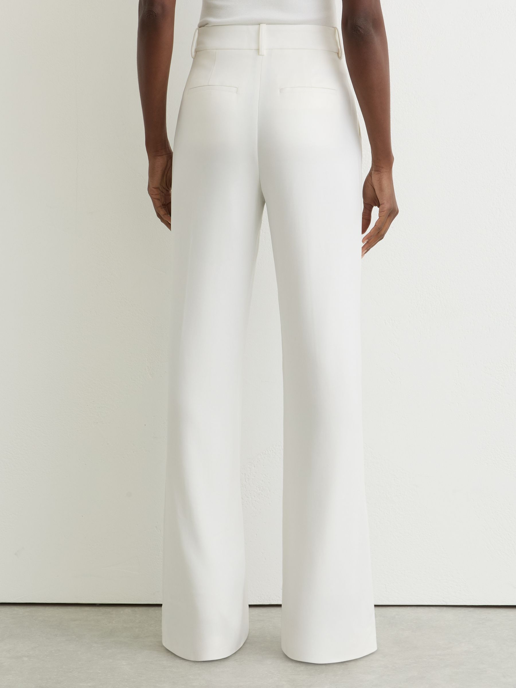 Wide-Leg Seam-Detail Trousers in Ivory - Image 5 of 7