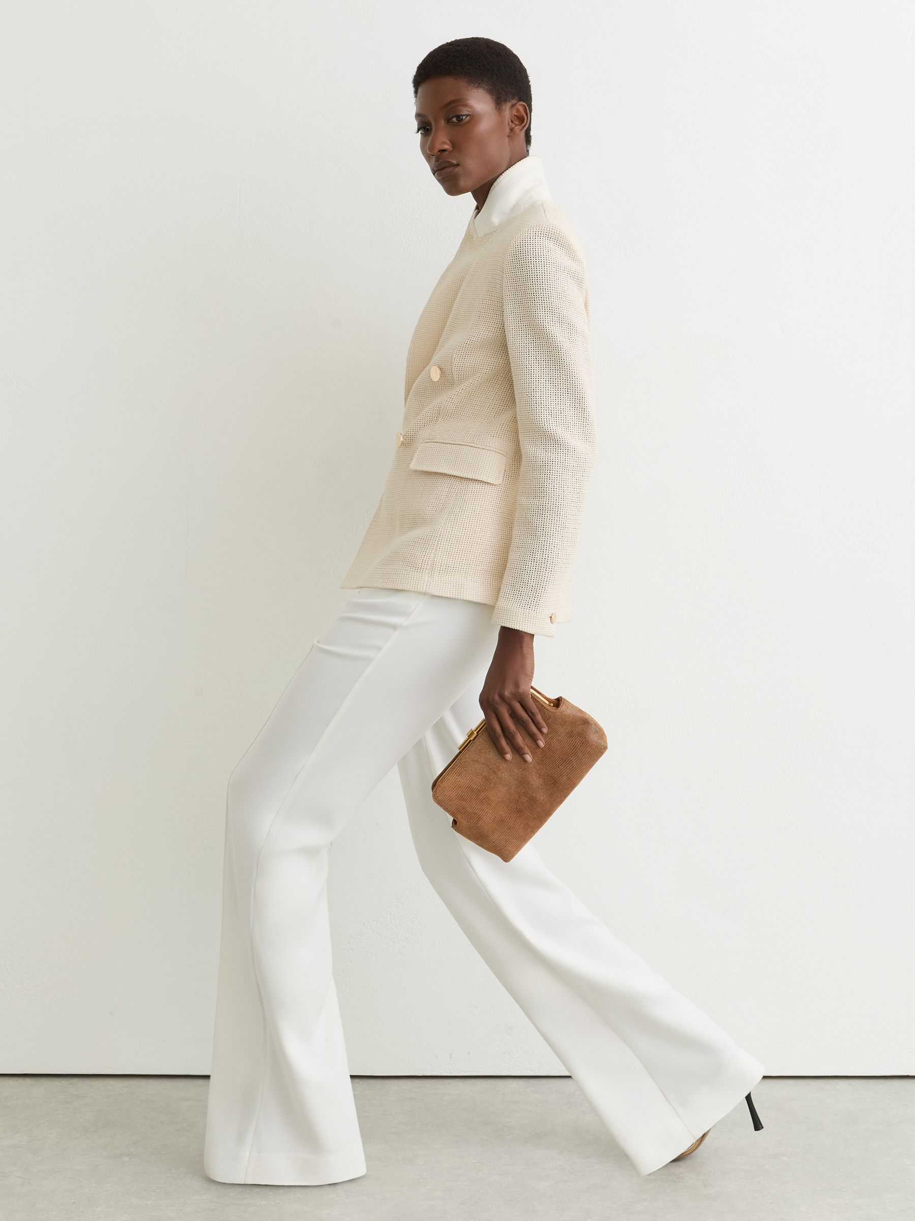 Wide-Leg Seam-Detail Trousers in Ivory - Image 6 of 7