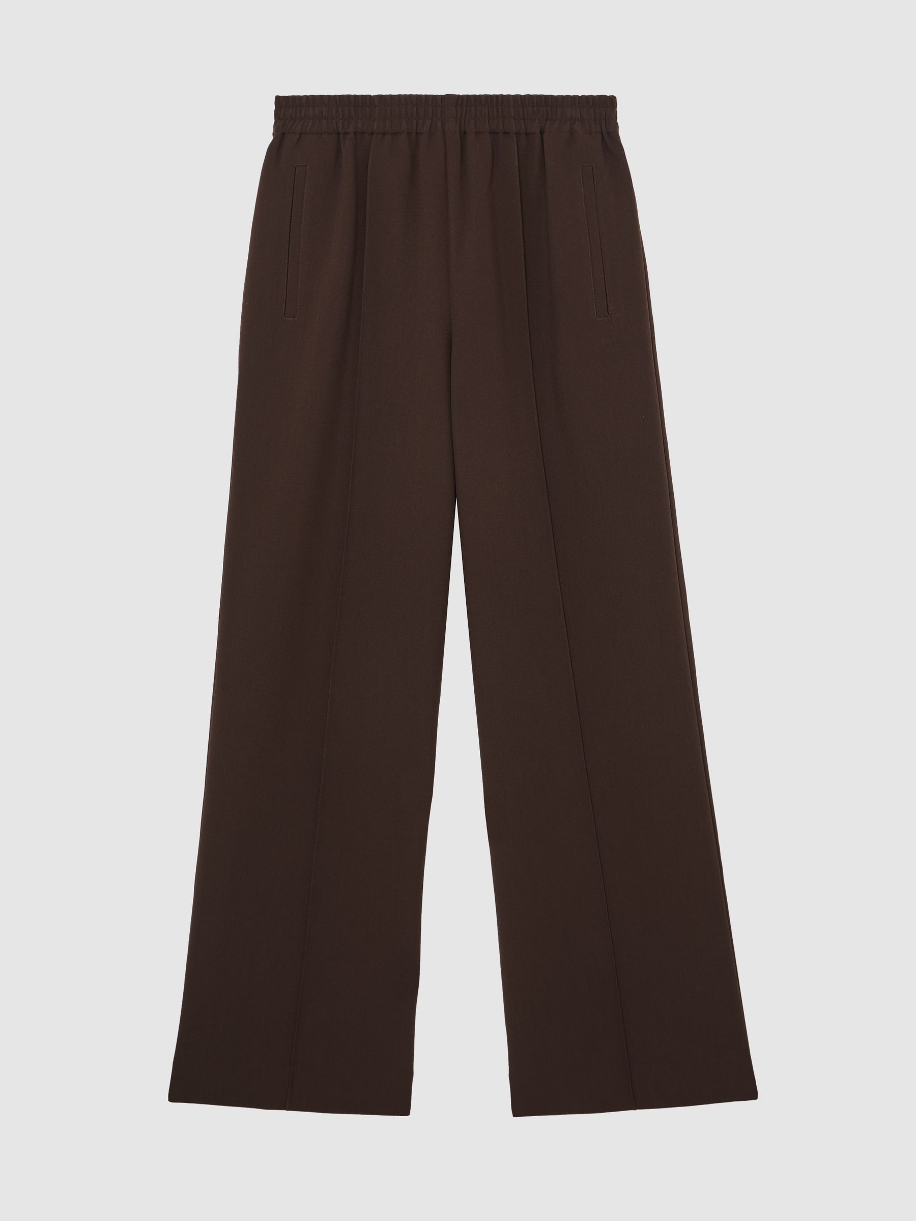 Wide-Leg Elasticated-Waist Trousers in Chocolate Brown - image 1