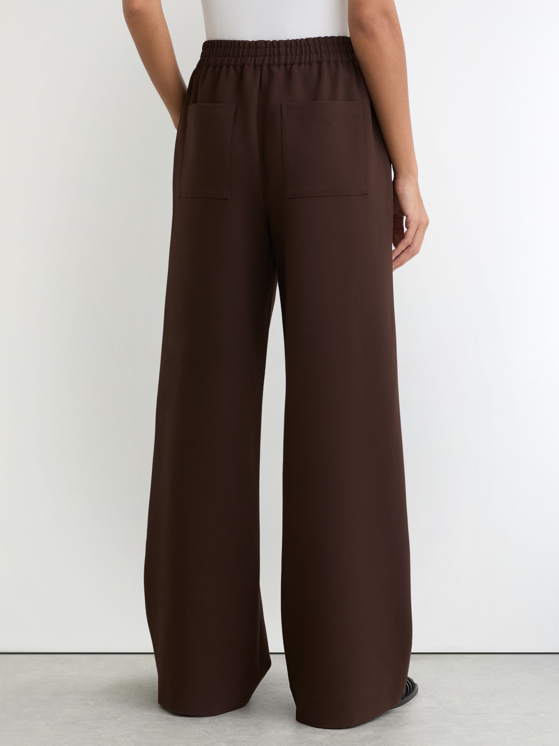 Wide-Leg Elasticated-Waist Trousers in Chocolate Brown - image 4