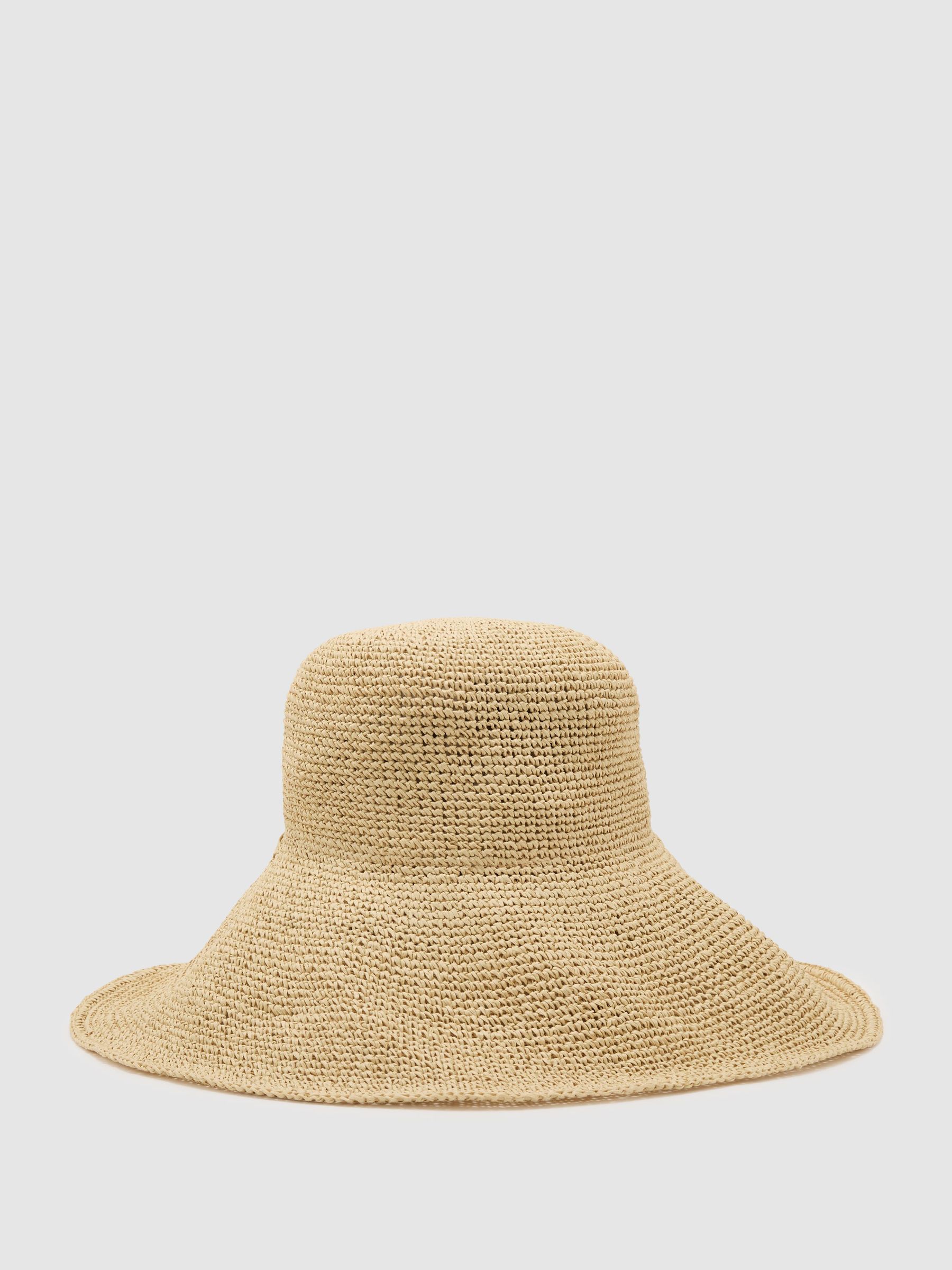 Straw-Effect Beaded-Strap Hat in Natural - image 1