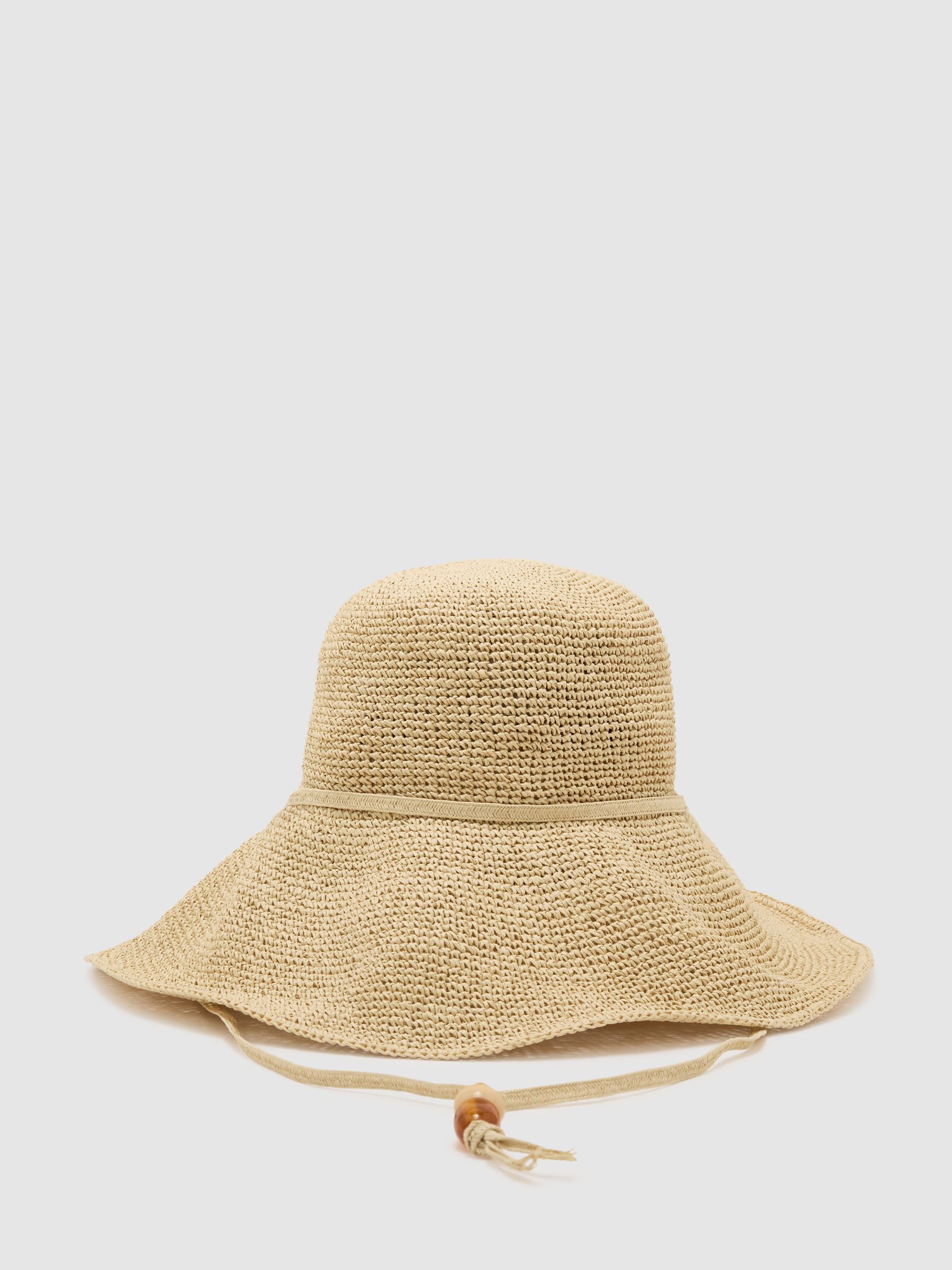 Straw-Effect Beaded-Strap Hat in Natural - image 2