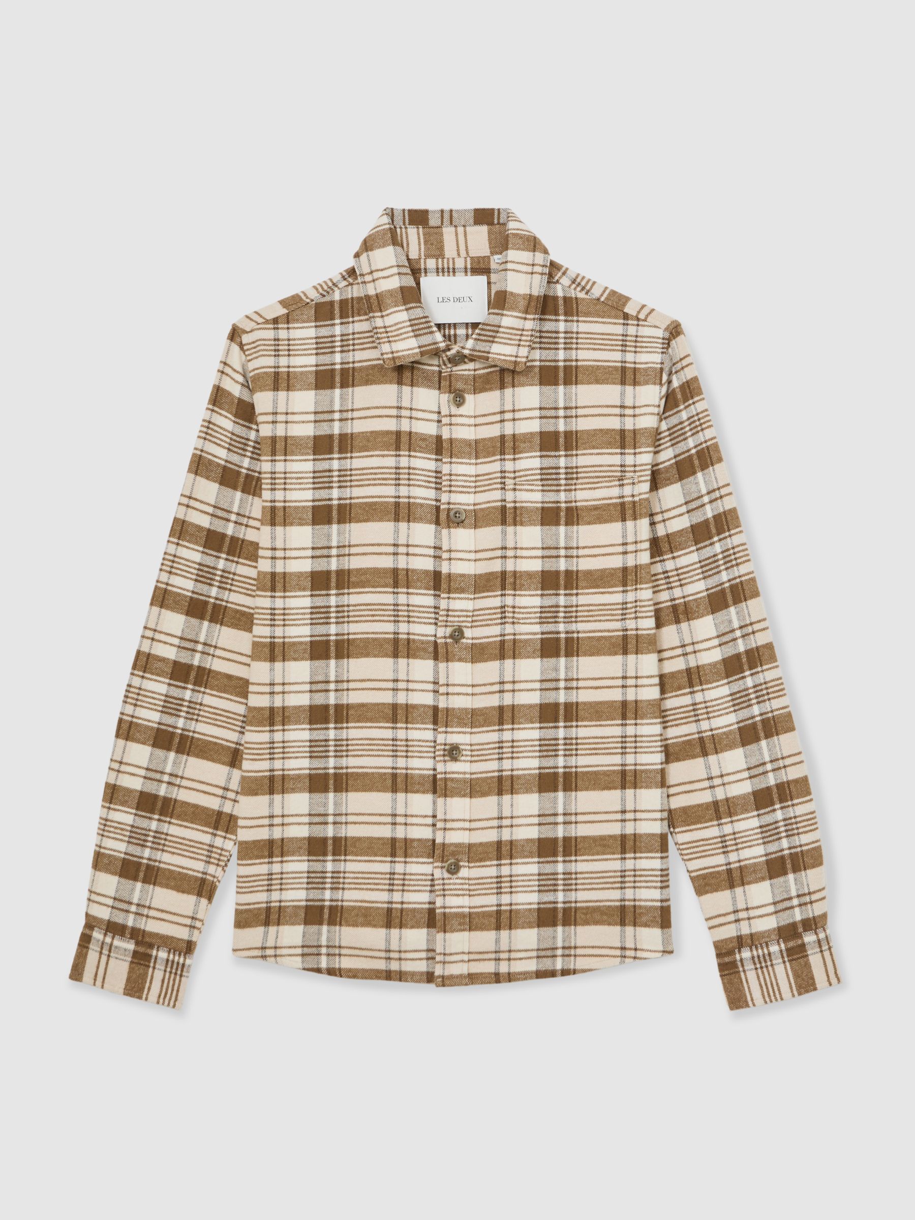 Cotton Check Overshirt in Irish Cream - Image 2 of 5