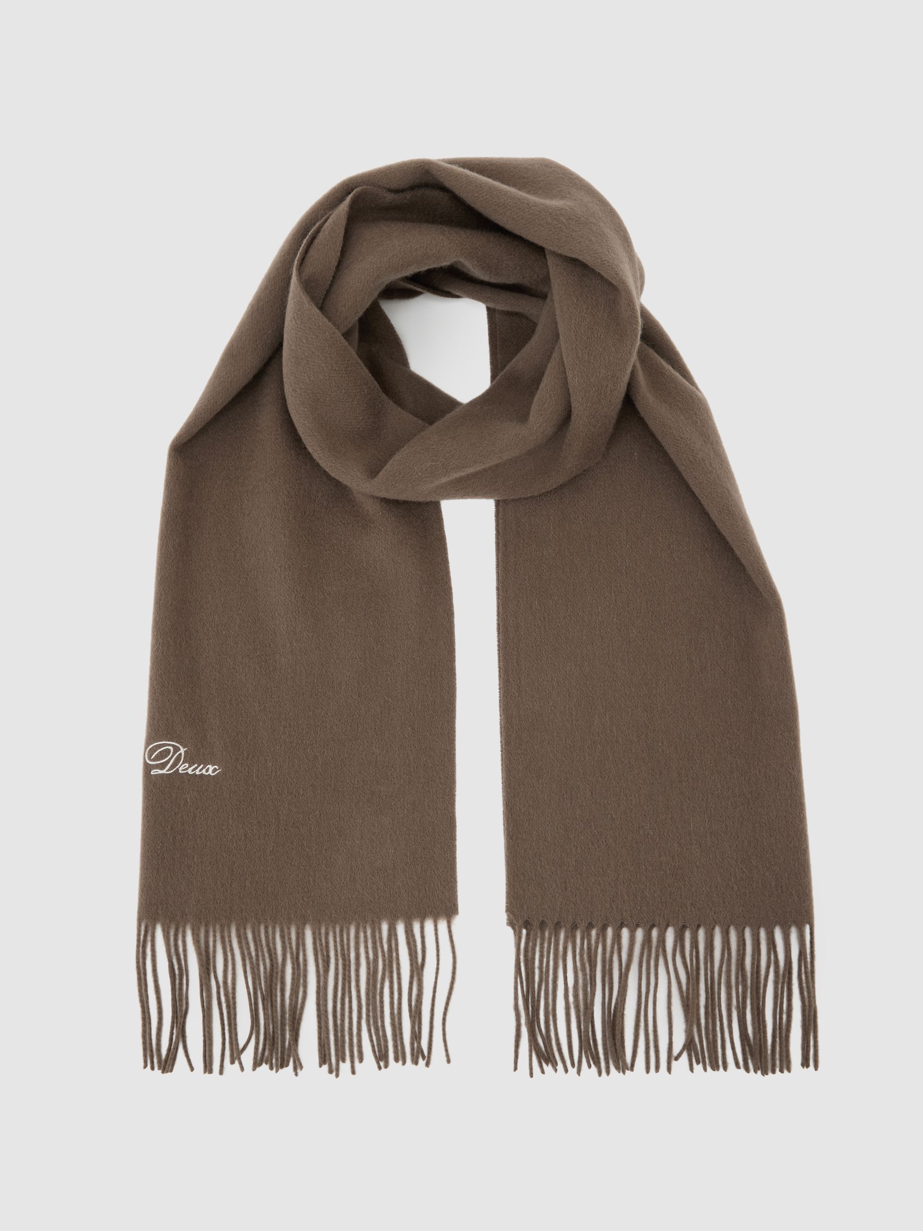 Wool Logo Embroidered Scarf in Mountain Grey Melange - Image 2 of 4