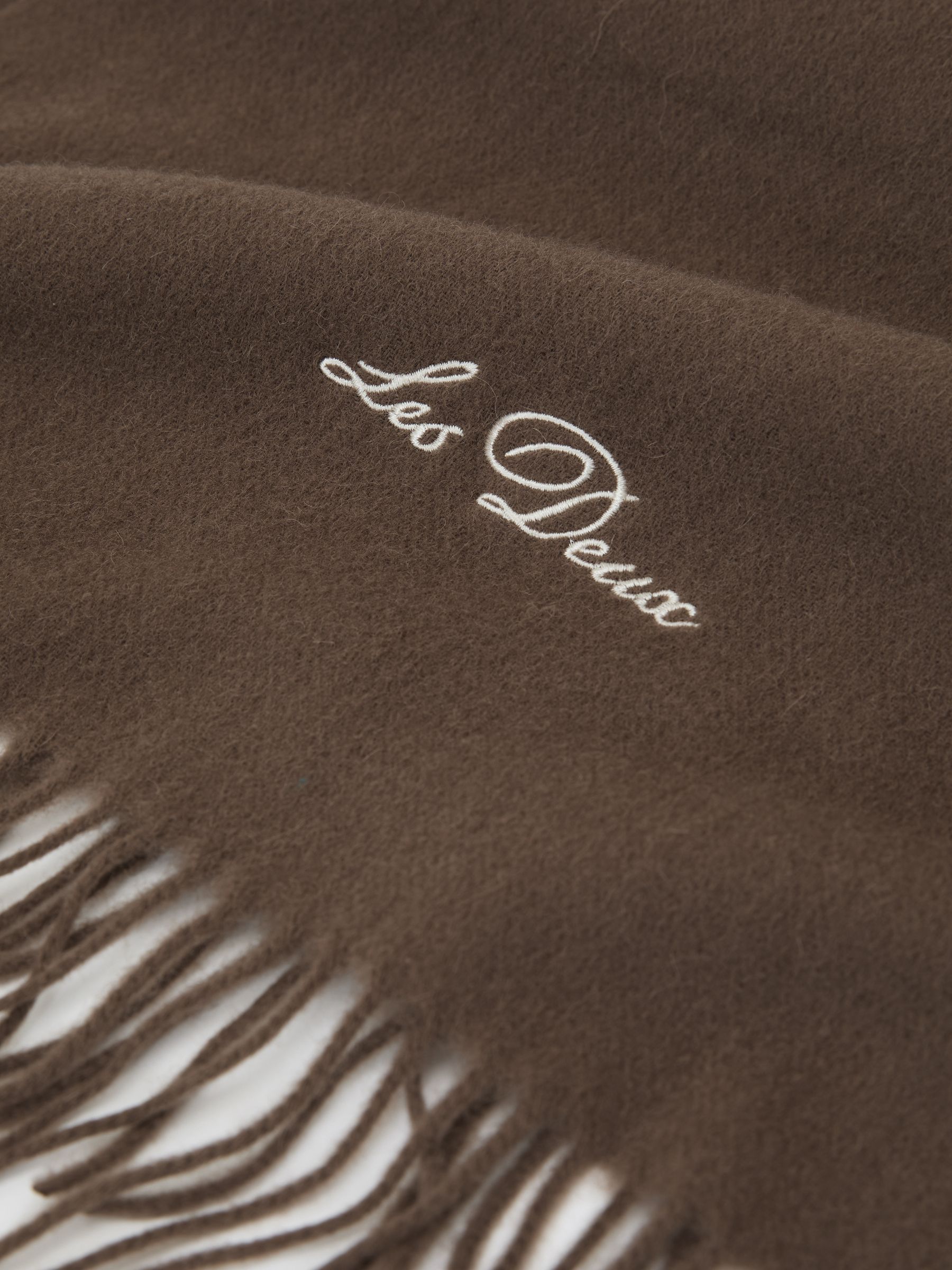 Wool Logo Embroidered Scarf in Mountain Grey Melange - Image 3 of 4