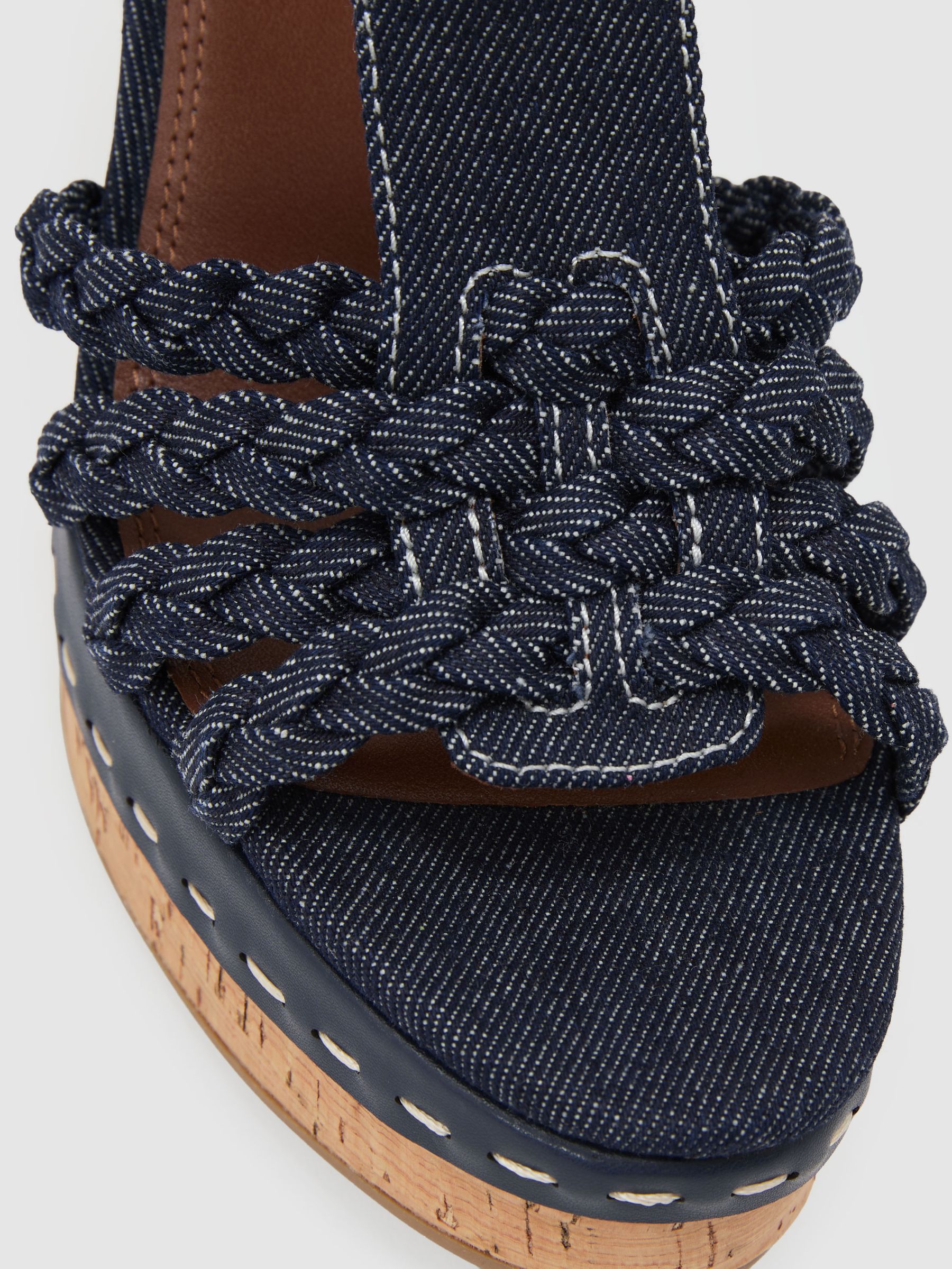 Denim Plaited-Strap Wedge Sandals in Blue - image 3