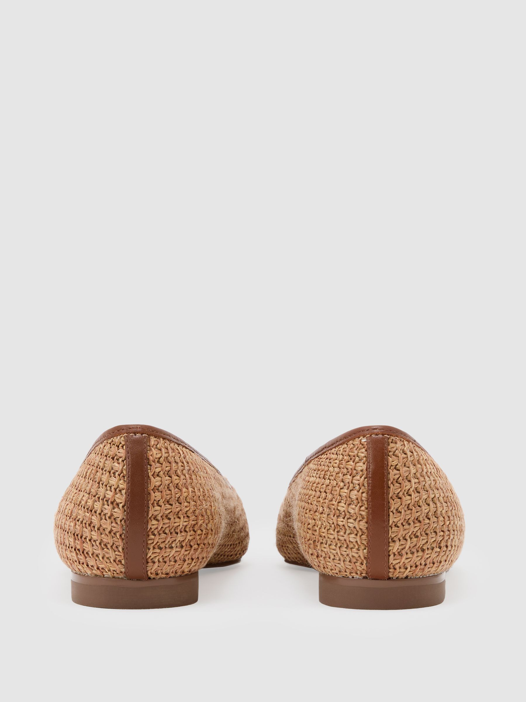 Raffia-Effect Pointed-Toe Ballerina Shoes in Natural - Image 4 of 5