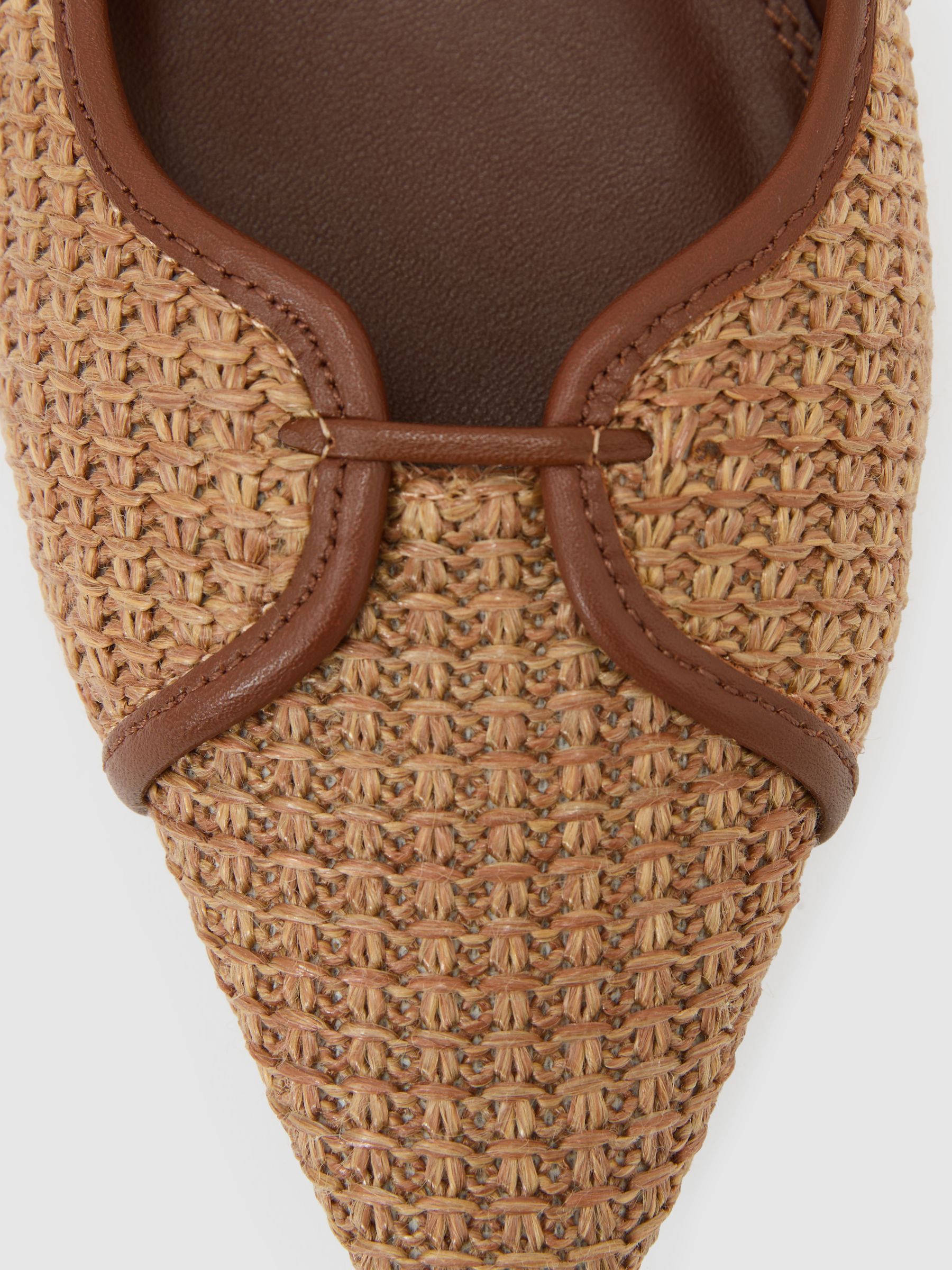 Raffia-Effect Pointed-Toe Ballerina Shoes in Natural - image 2