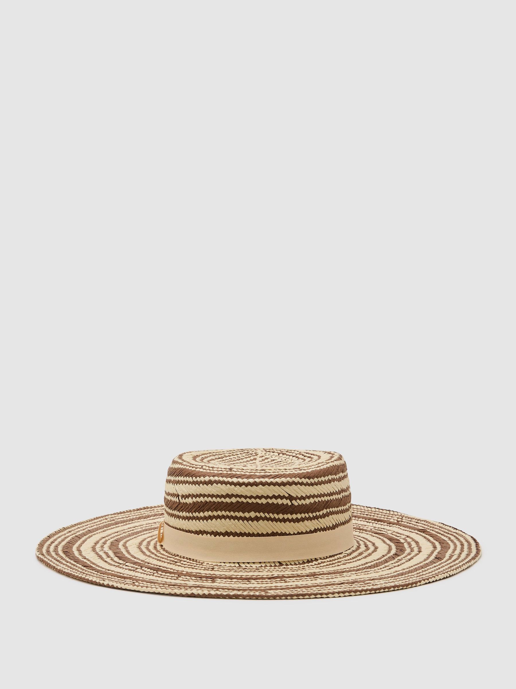 Straw-Effect Striped Sun Hat in Natural - image 1