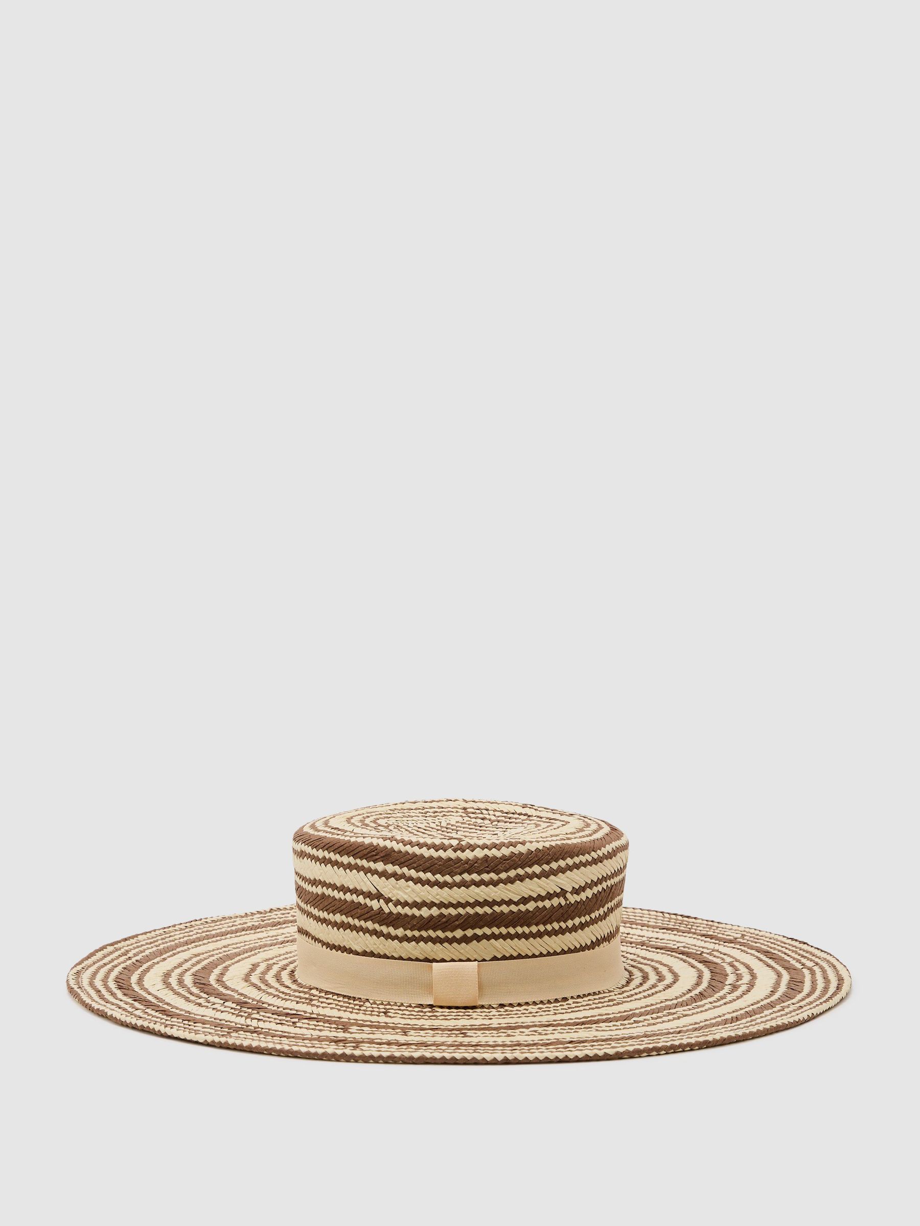 Straw-Effect Striped Sun Hat in Natural - image 4
