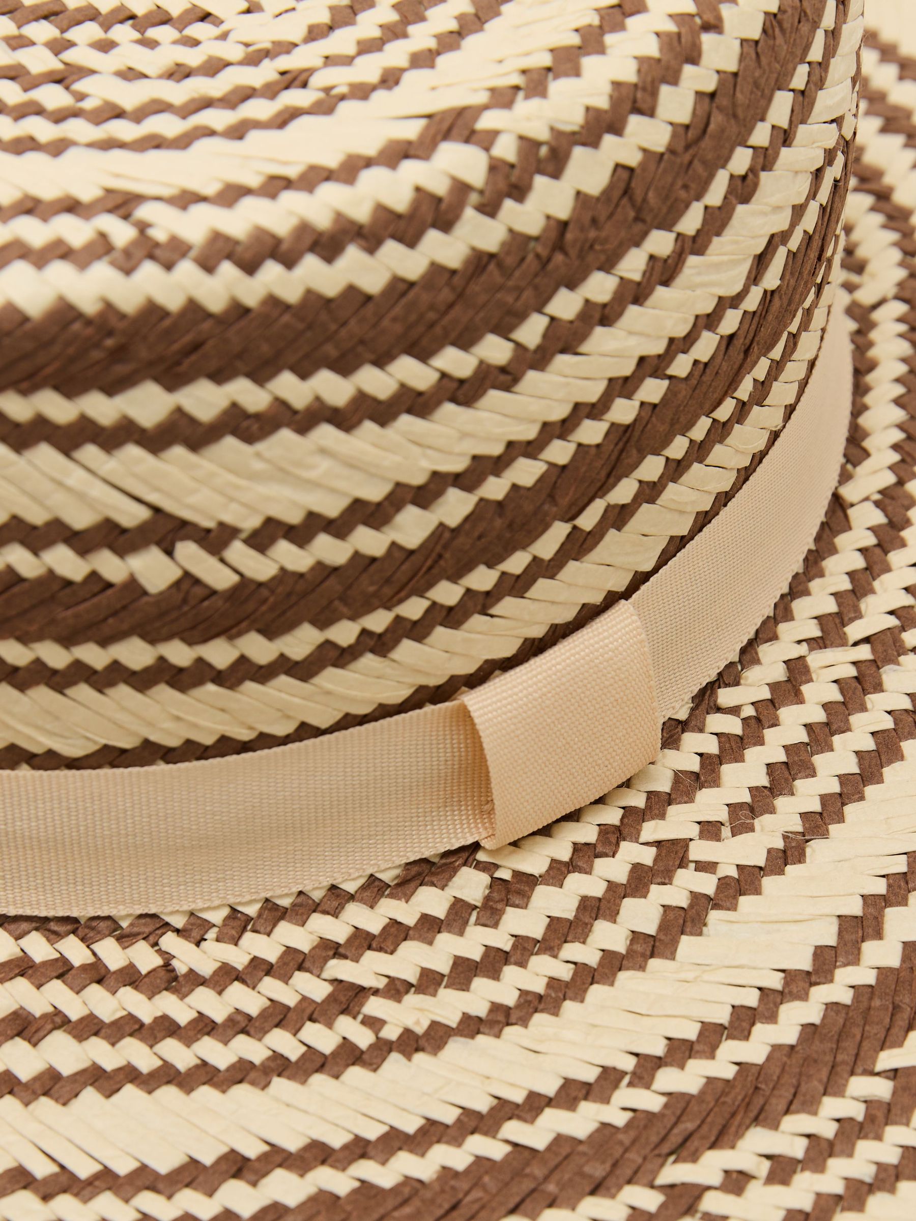 Straw-Effect Striped Sun Hat in Natural - image 2
