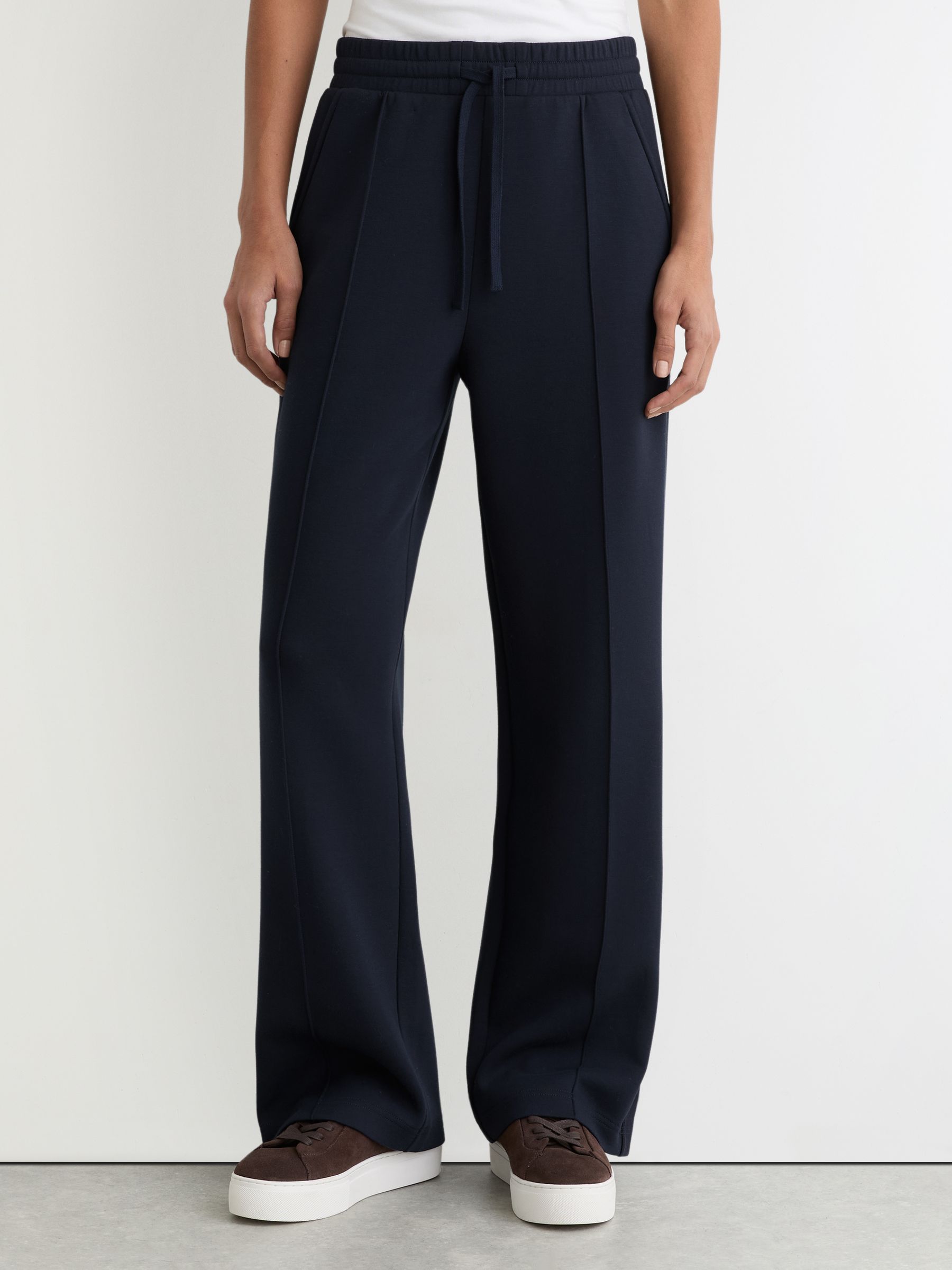 Premium Interlock Wide-Leg Joggers in Navy - Image 3 of 6