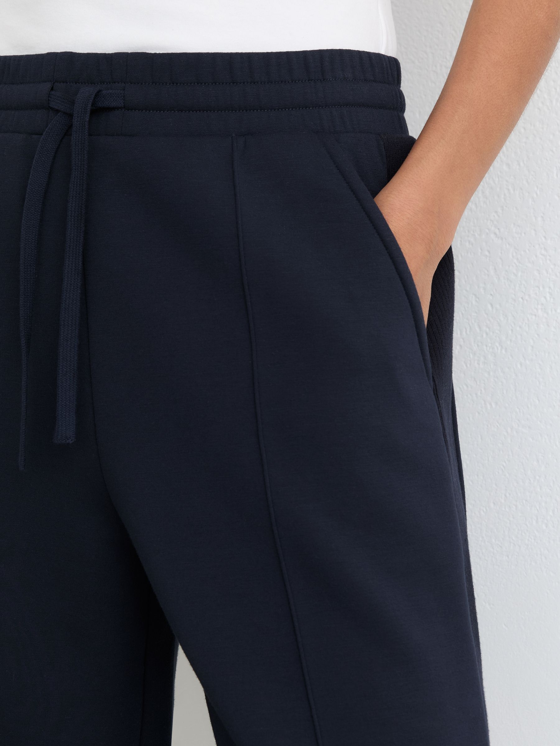 Premium Interlock Wide-Leg Joggers in Navy - Image 4 of 6