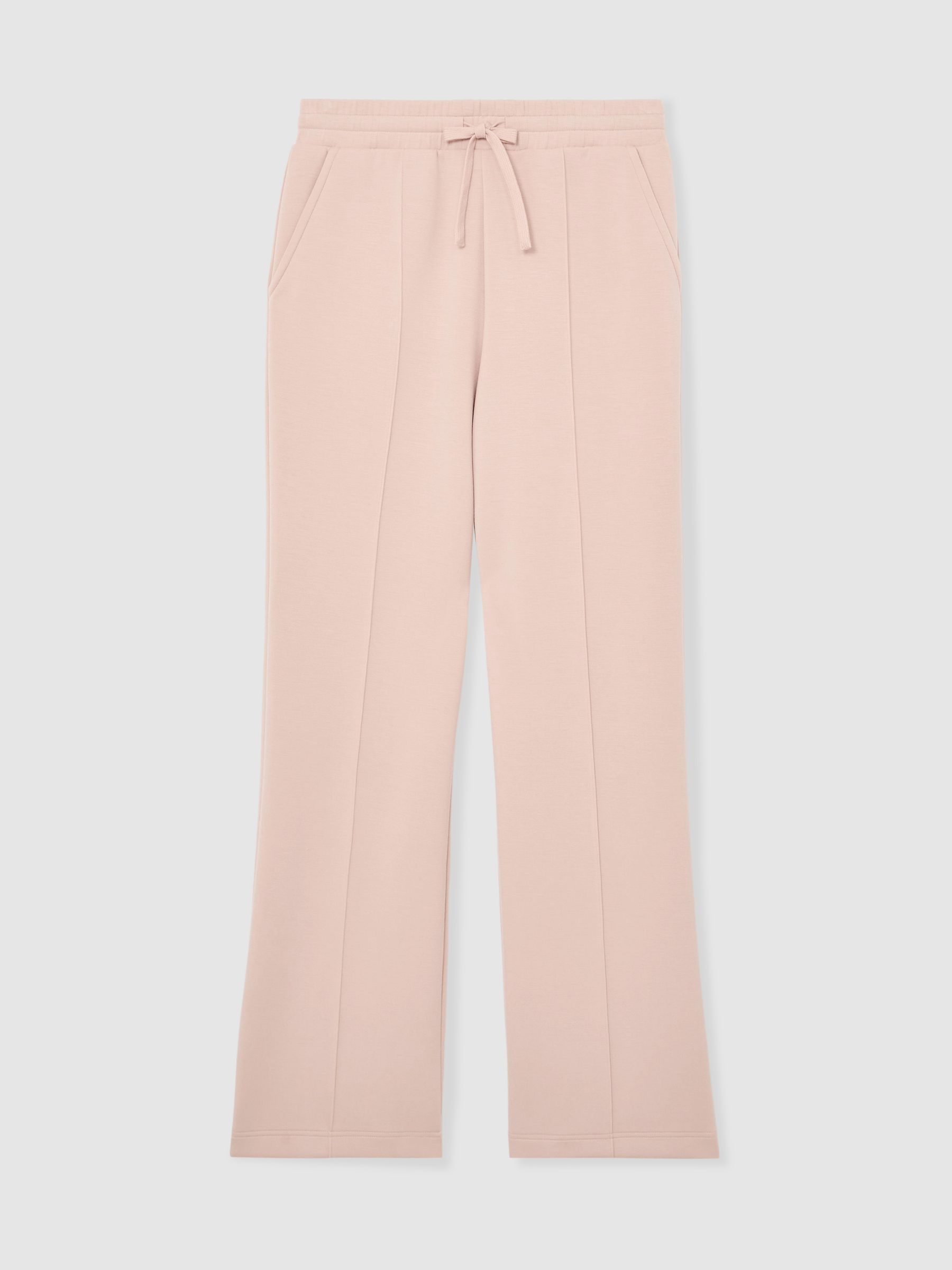 Petite Premium Interlock Wide-Leg Joggers in Pale Pink