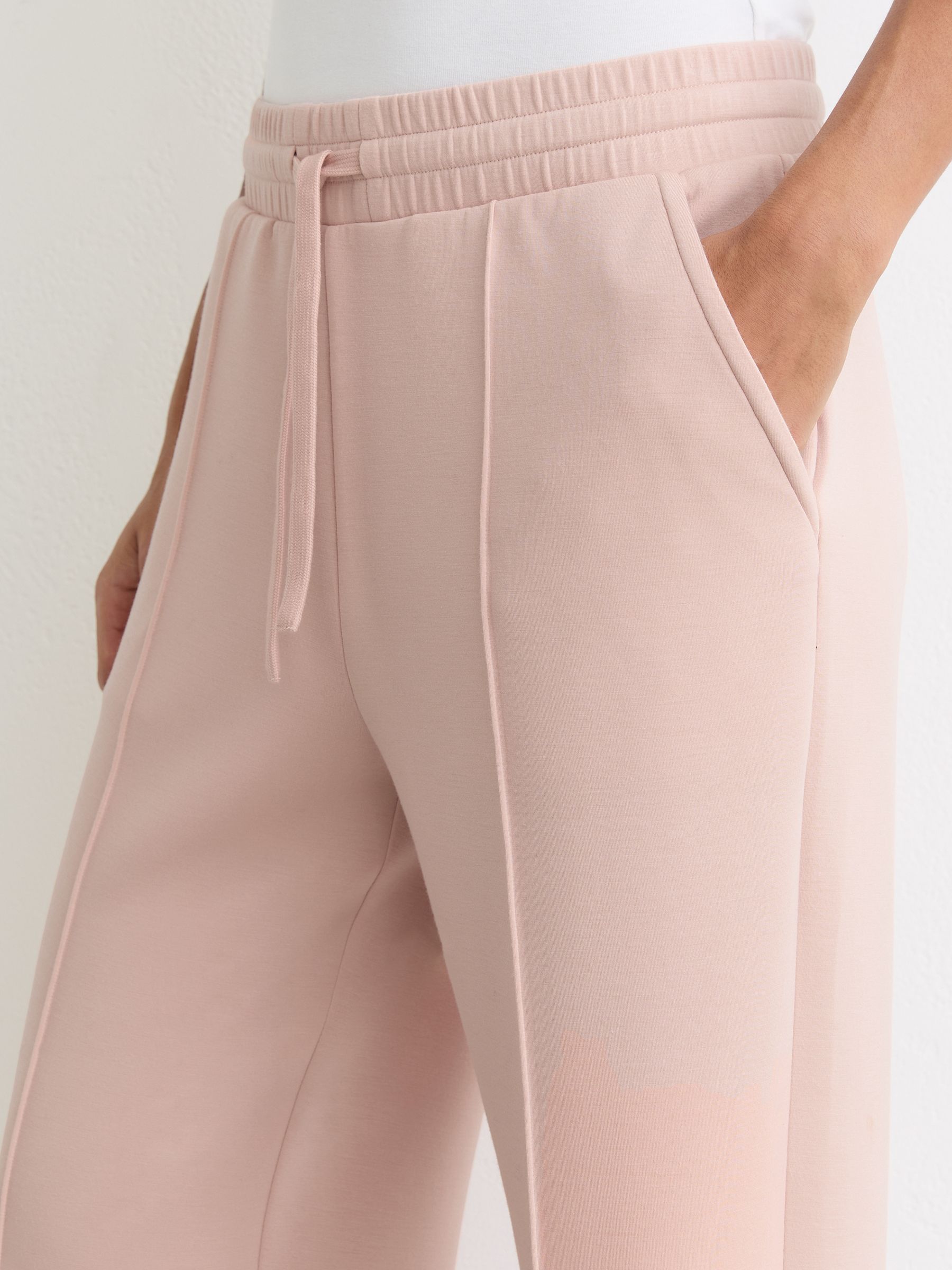 Premium Interlock Wide-Leg Joggers in Pale Pink - Image 4 of 6