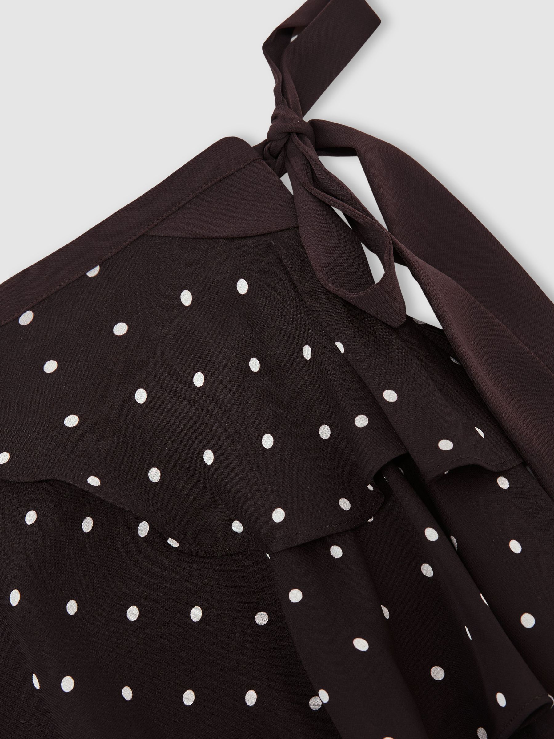 Polka-Dot Tiered-Ruffle Skort in Chocolate Brown/Ivory - image 3
