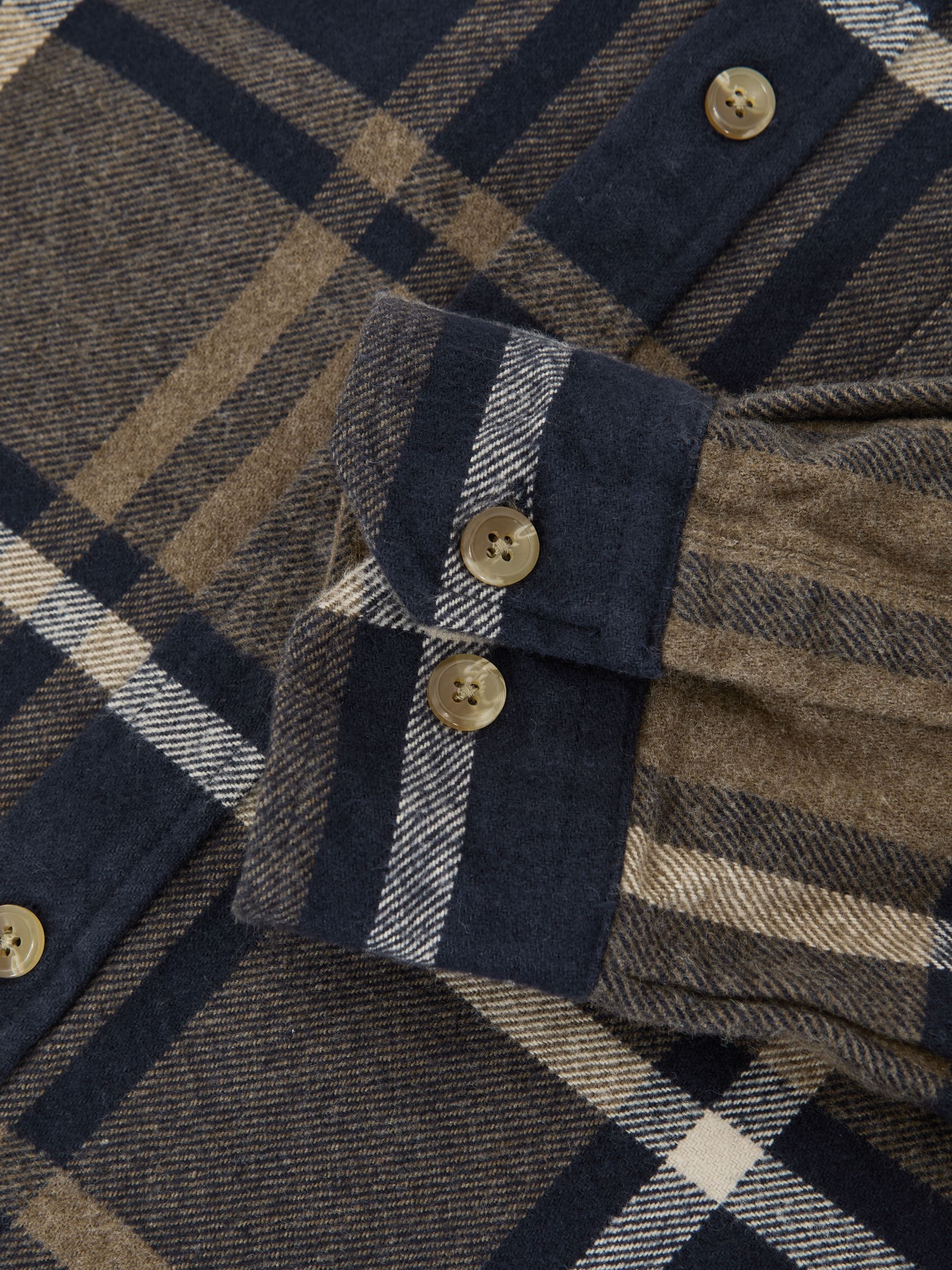 Cotton Check Flannel Shirt in Dark Navy - image 5