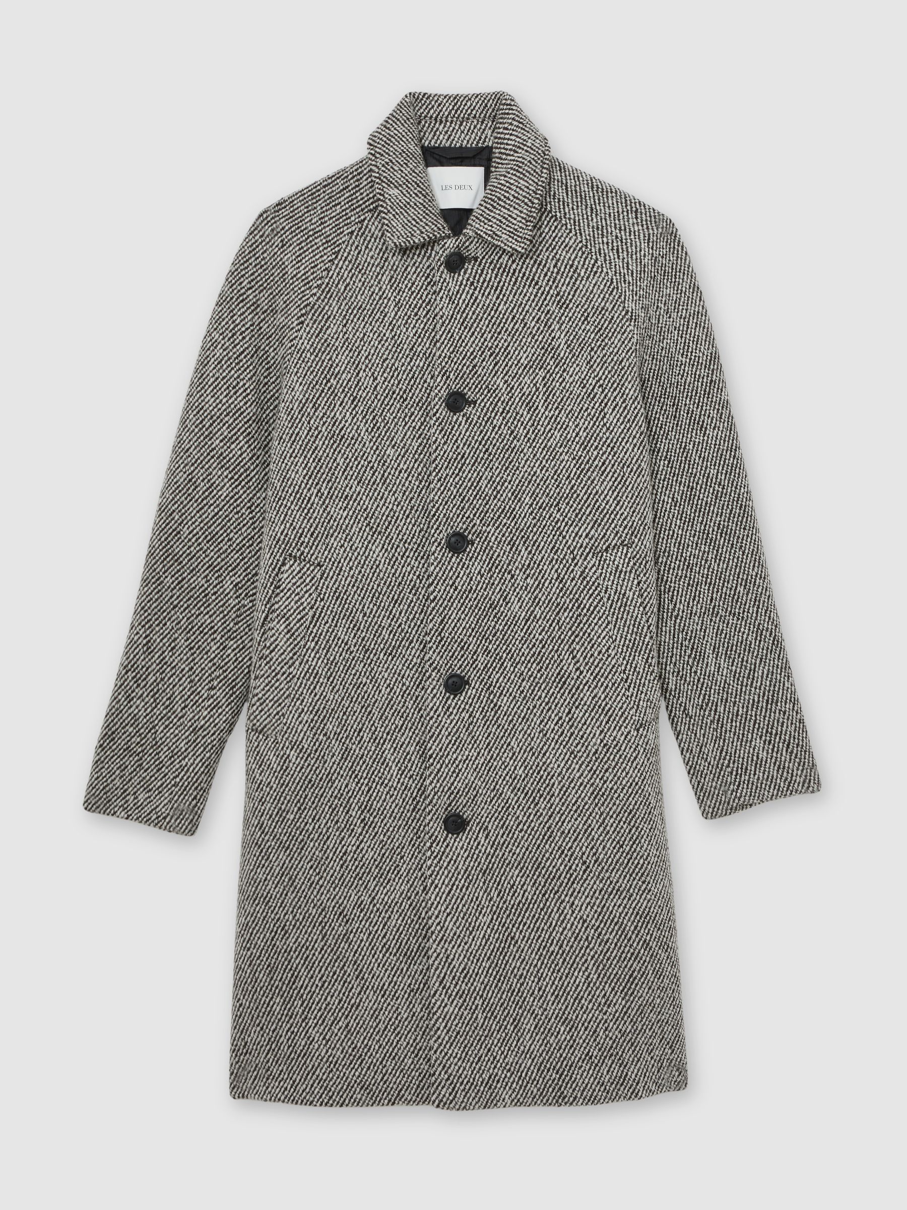 Wool Blend Twill Coat in Salt Pepper - Image 2 of 6 Wool Blend Twill Coat in Salt Pepper - Image 2 of 6