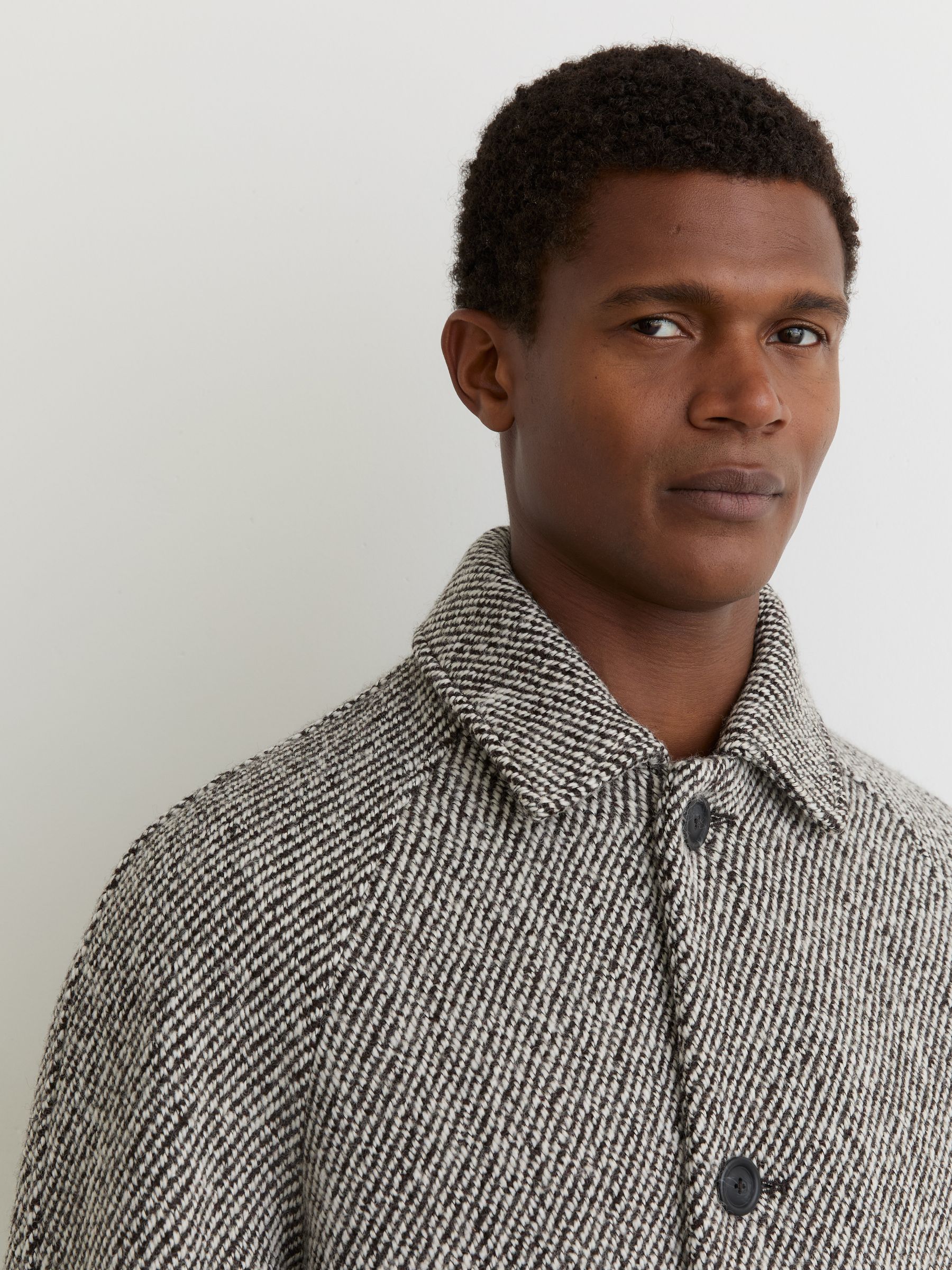 Wool Blend Twill Coat in Salt Pepper - Image 3 of 6