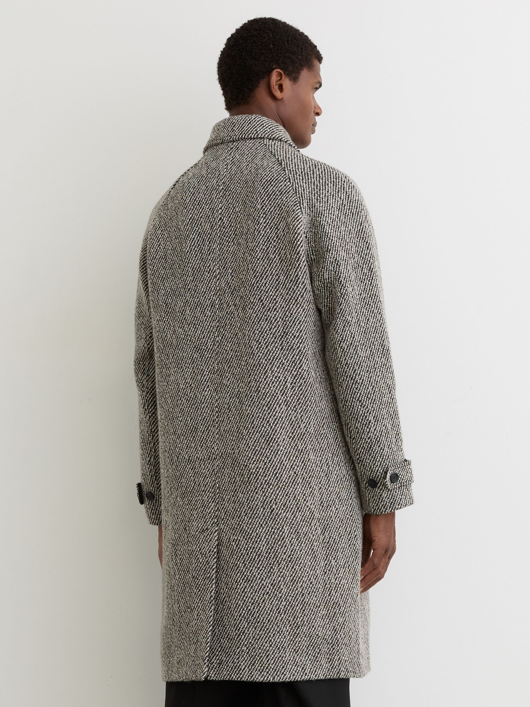 Wool Blend Twill Coat in Salt Pepper - Image 5 of 6