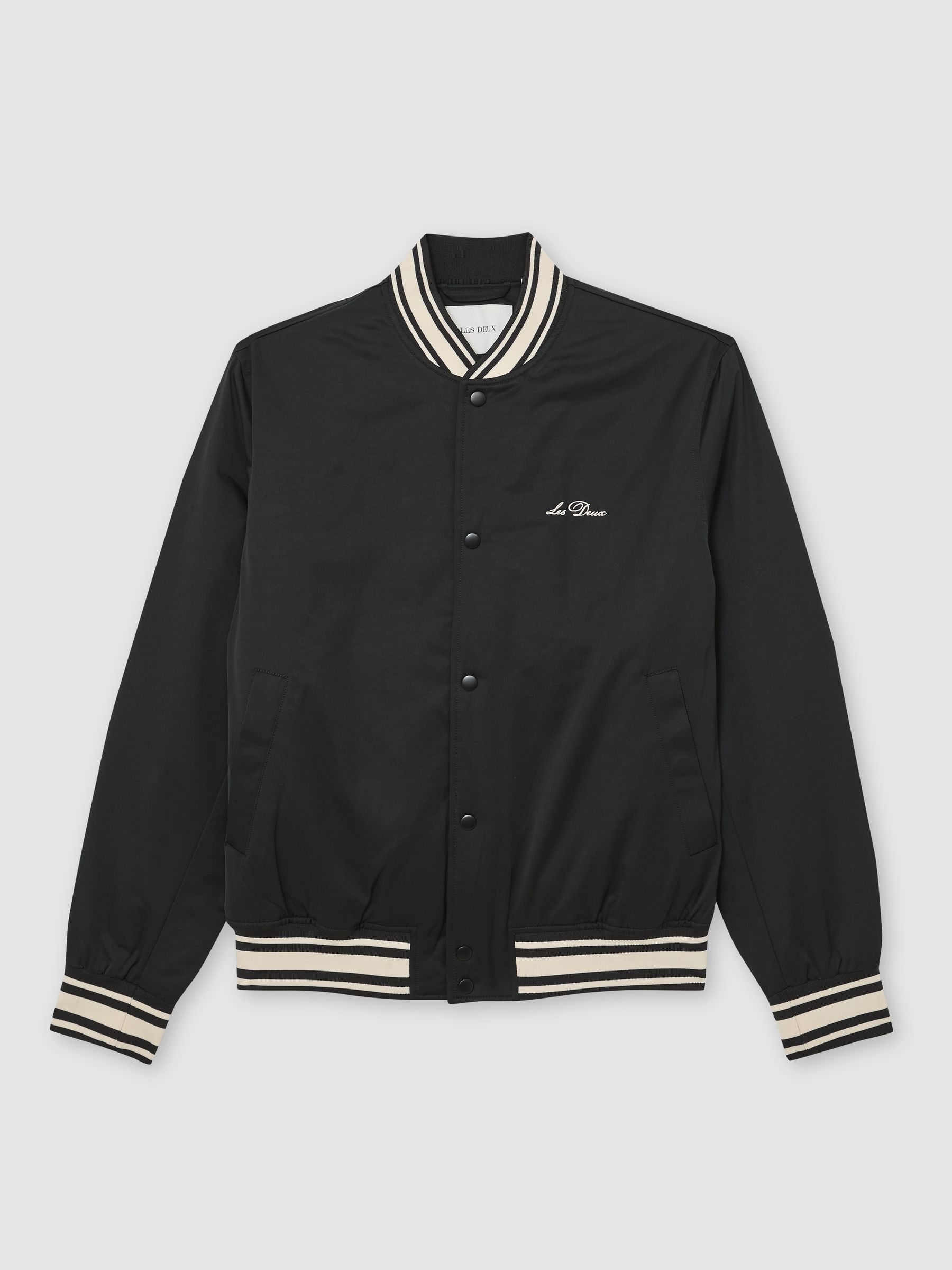 Varsity Tech Bomber Jacket in Black - Image 2 of 5