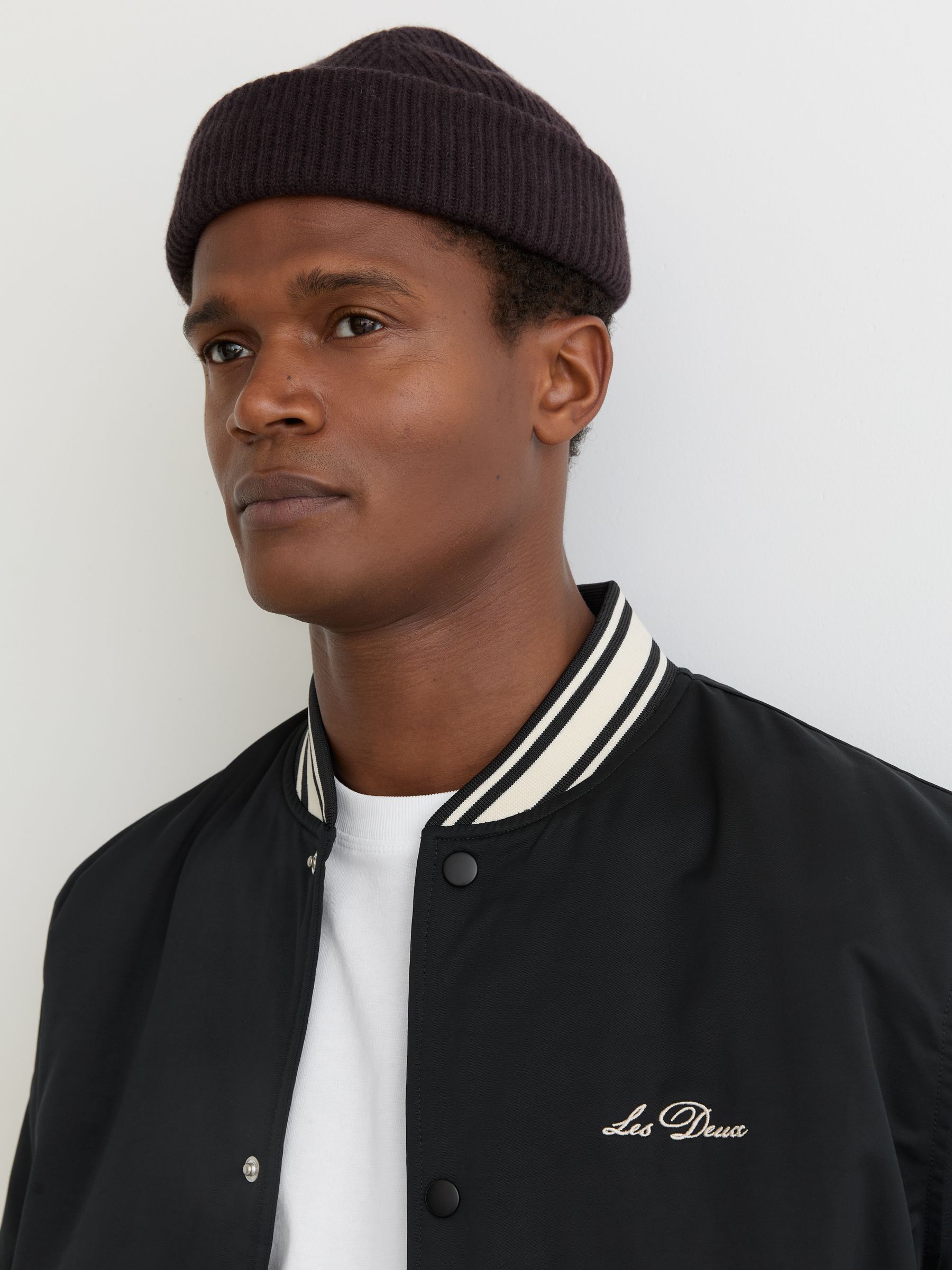 Varsity Tech Bomber Jacket in Black - Image 3 of 5