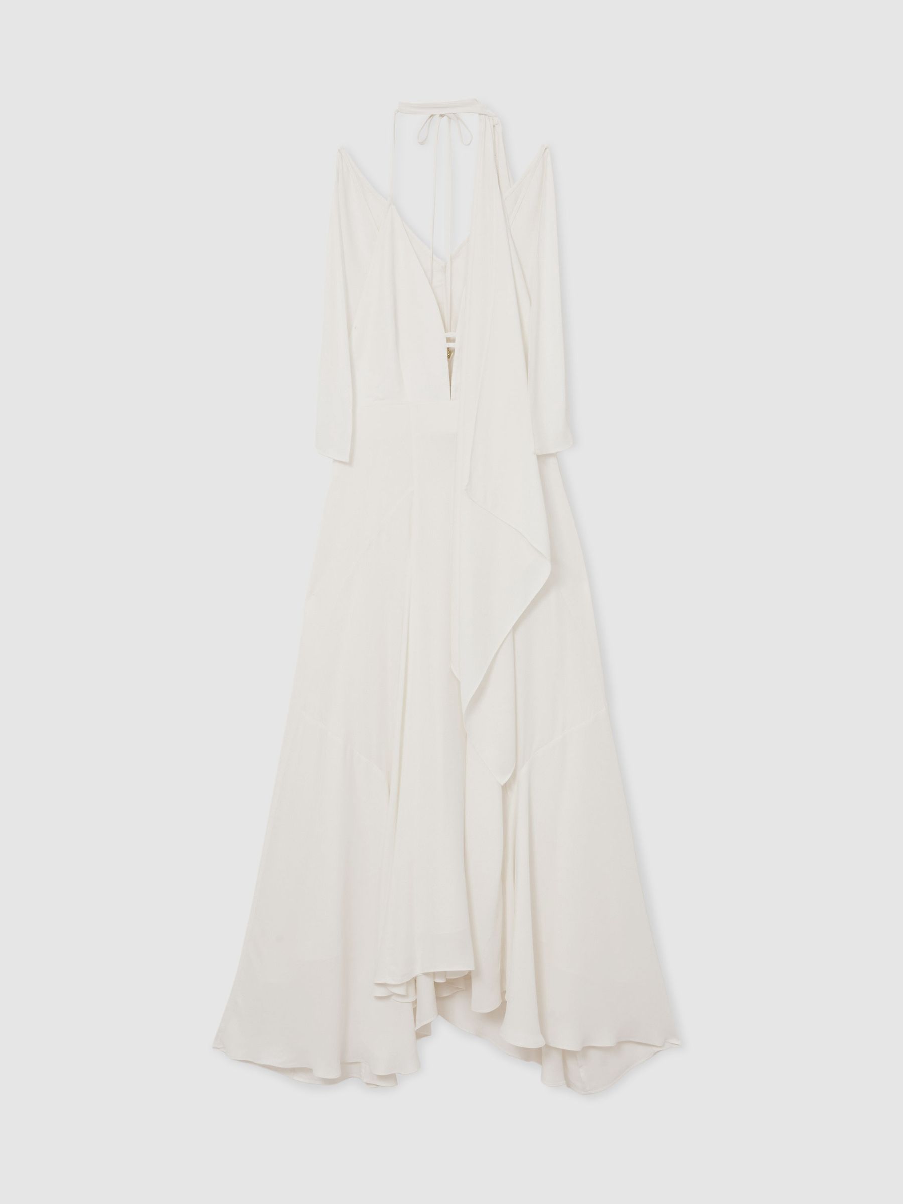 Strappy Draped Cape Maxi Dress in Ivory - Image 2 of 7