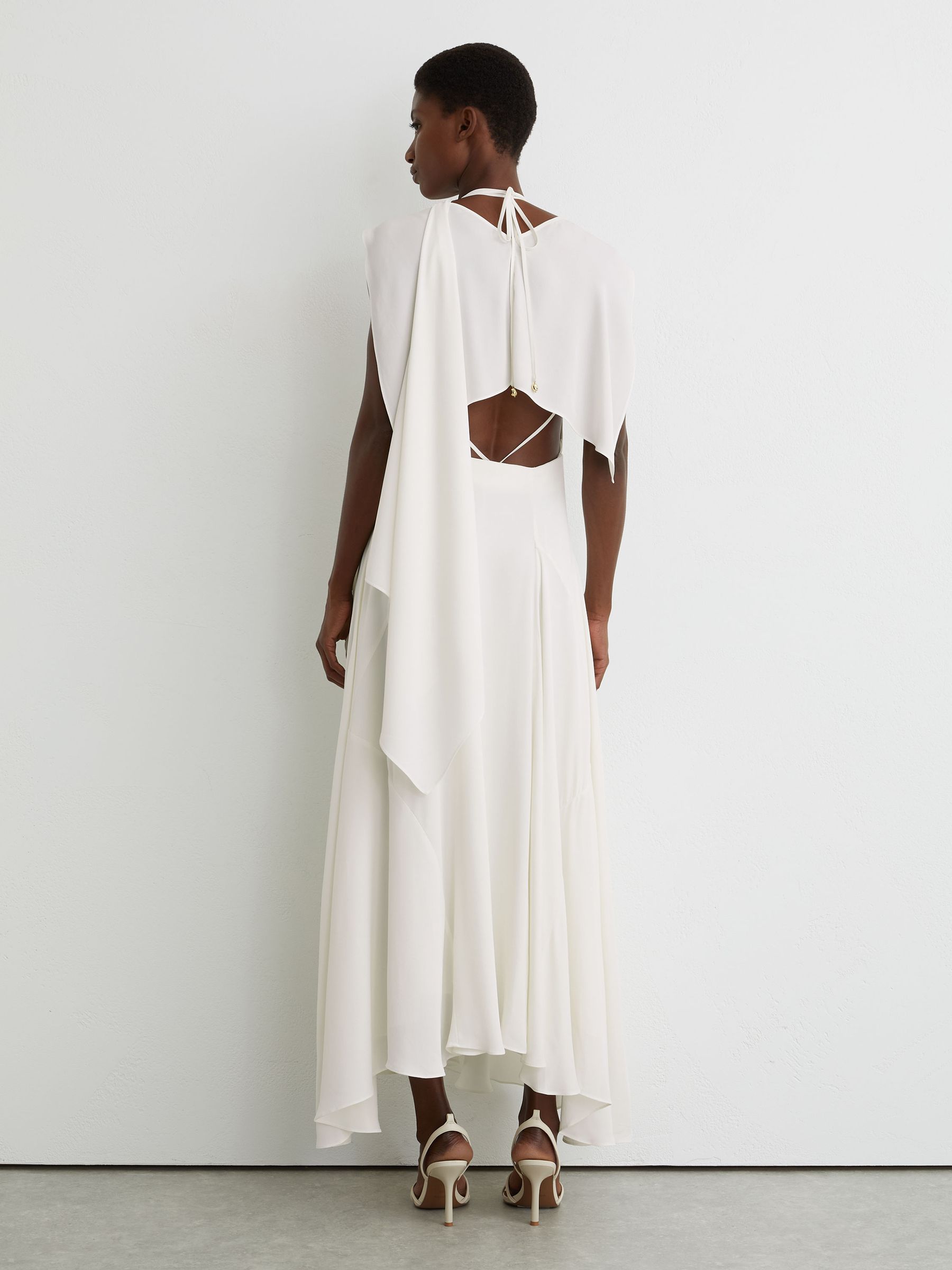 Strappy Draped Cape Maxi Dress in Ivory - image 4