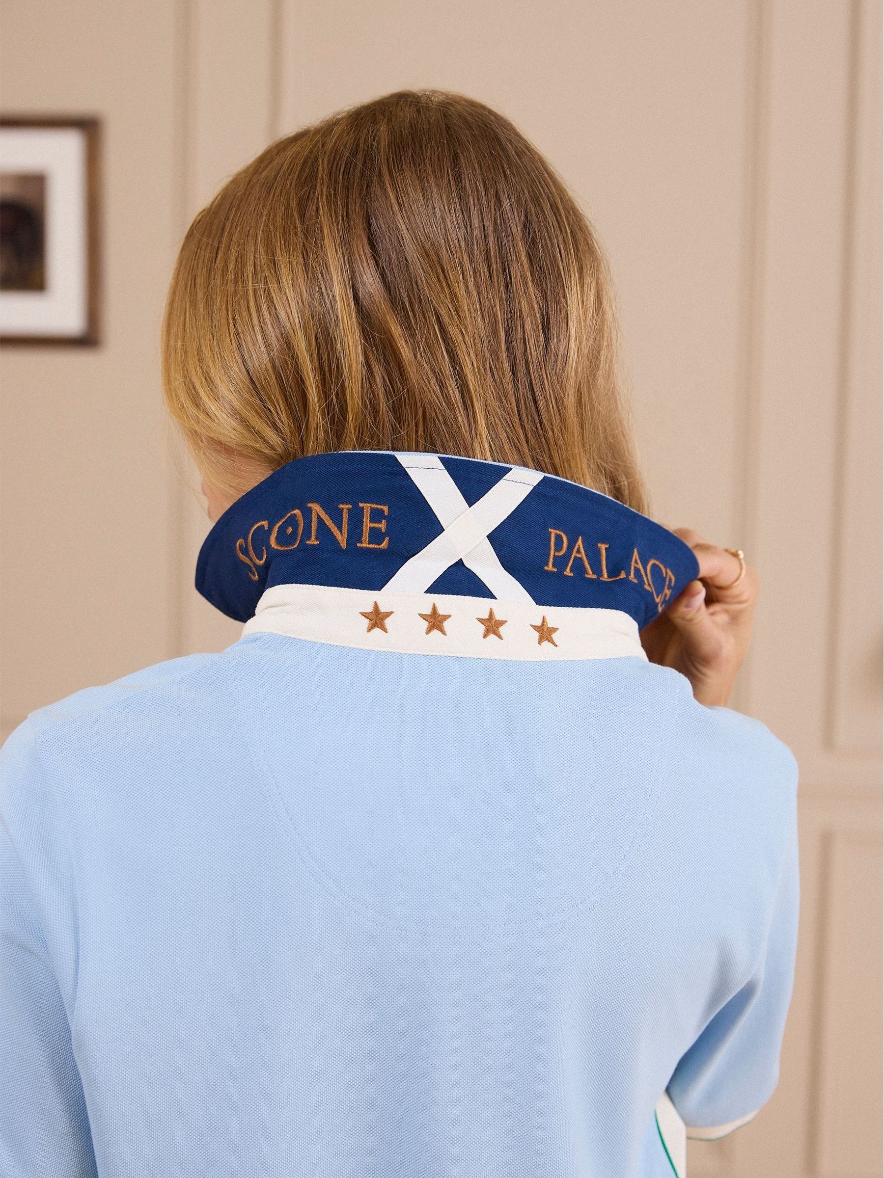 Official Scone Light Blue Cotton Pique Polo Shirt - Image 2 of 13