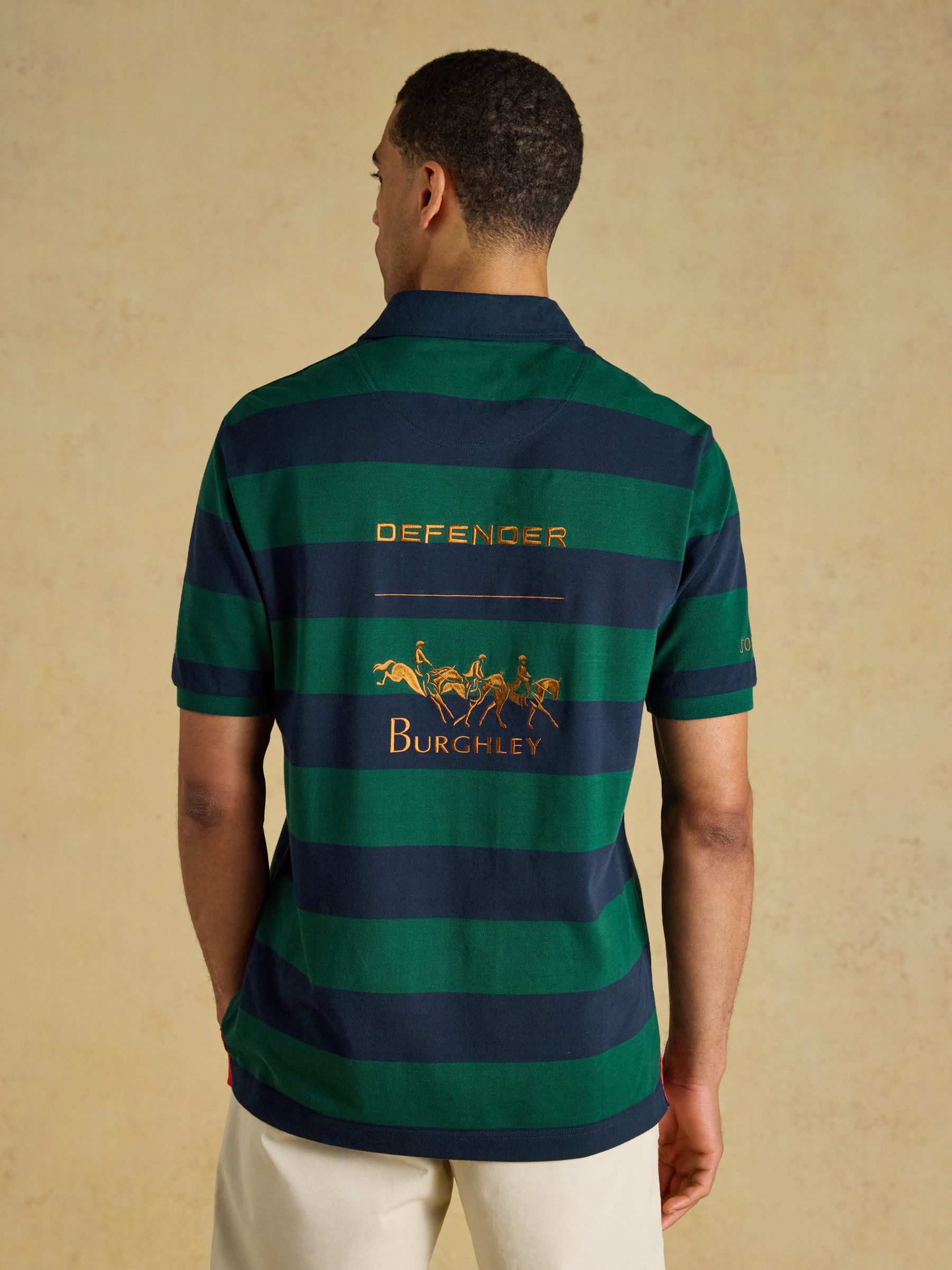 Official Burghley Green & Navy Cotton Pique Polo Shirt - Image 5 of 11