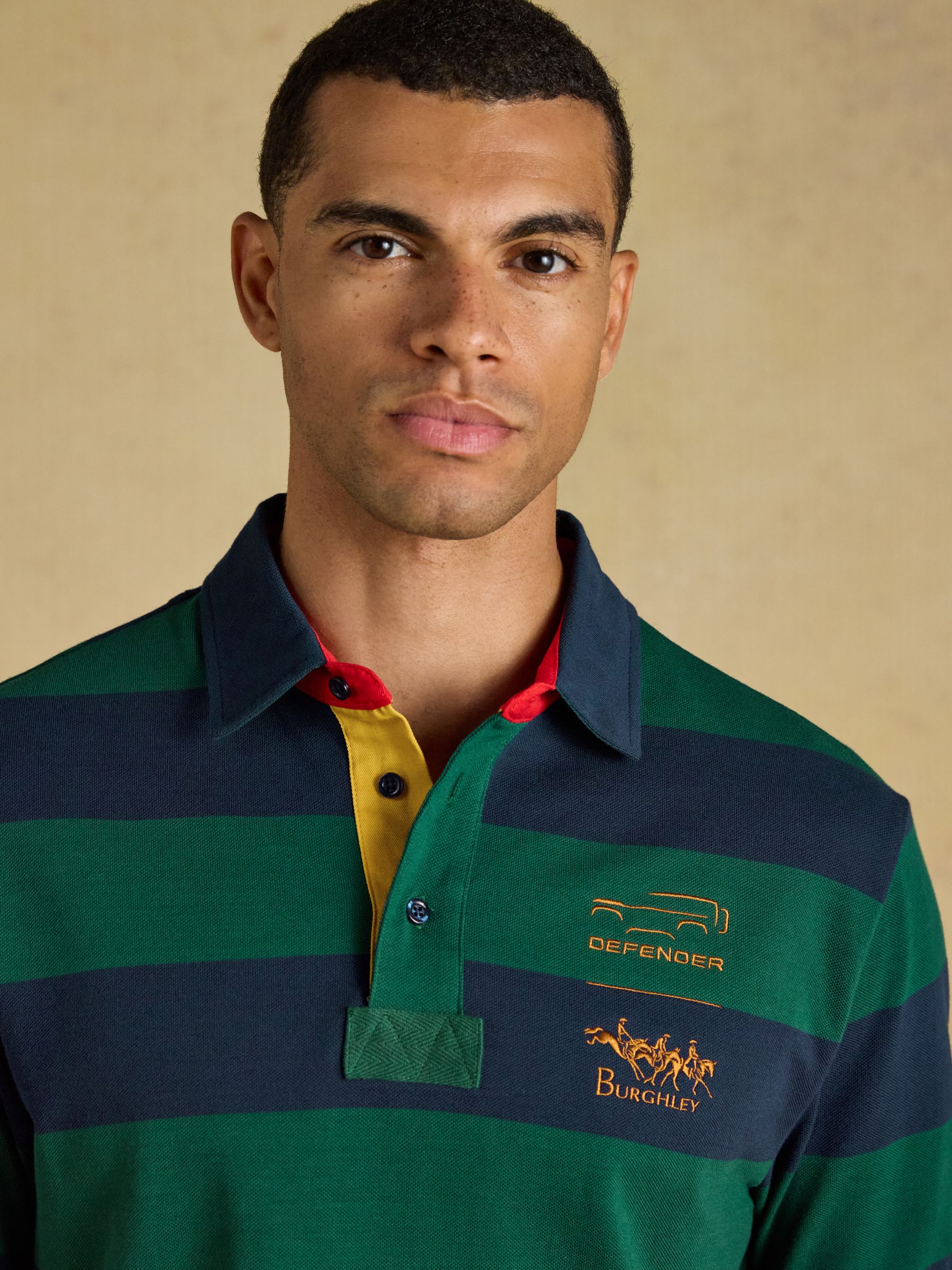 Official Burghley Green & Navy Cotton Pique Polo Shirt - Image 6 of 11
