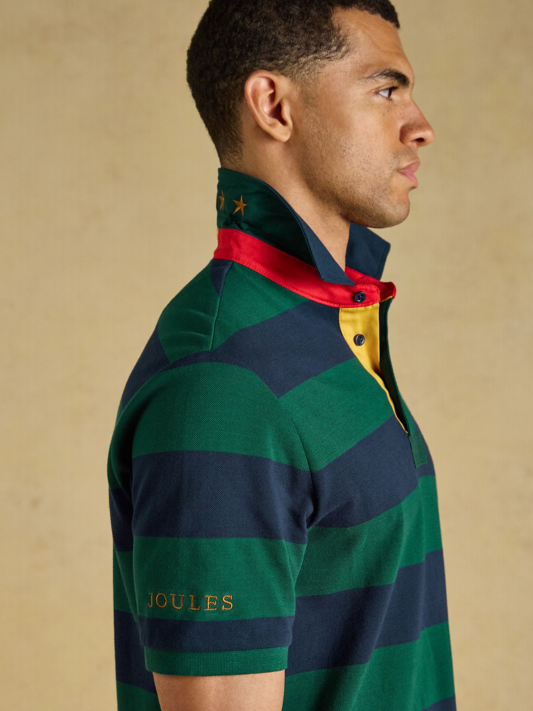 Official Burghley Green & Navy Cotton Pique Polo Shirt - Image 9 of 11