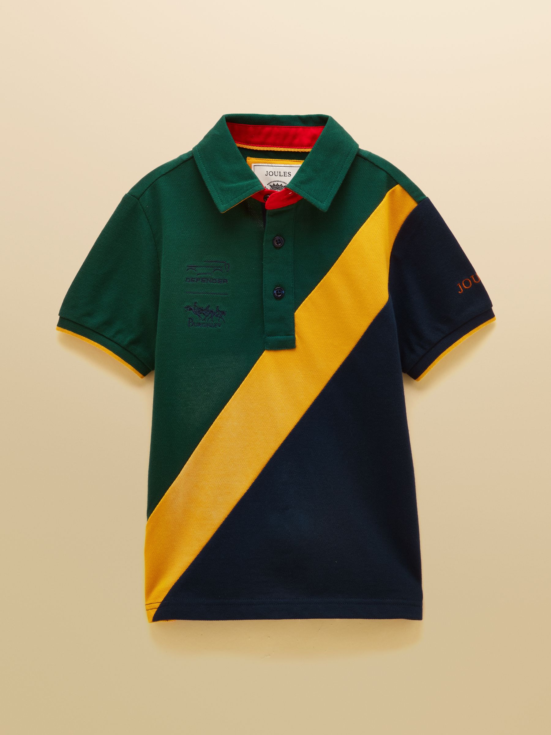 Official Burghley Green & Navy Kids' Cotton Pique Polo Shirt - Image 1 of 5