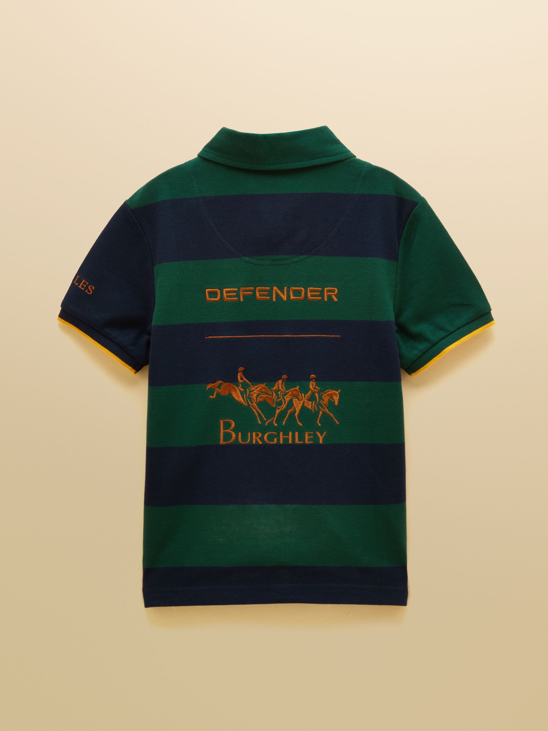 Official Burghley Green & Navy Kids' Cotton Pique Polo Shirt - Image 2 of 5