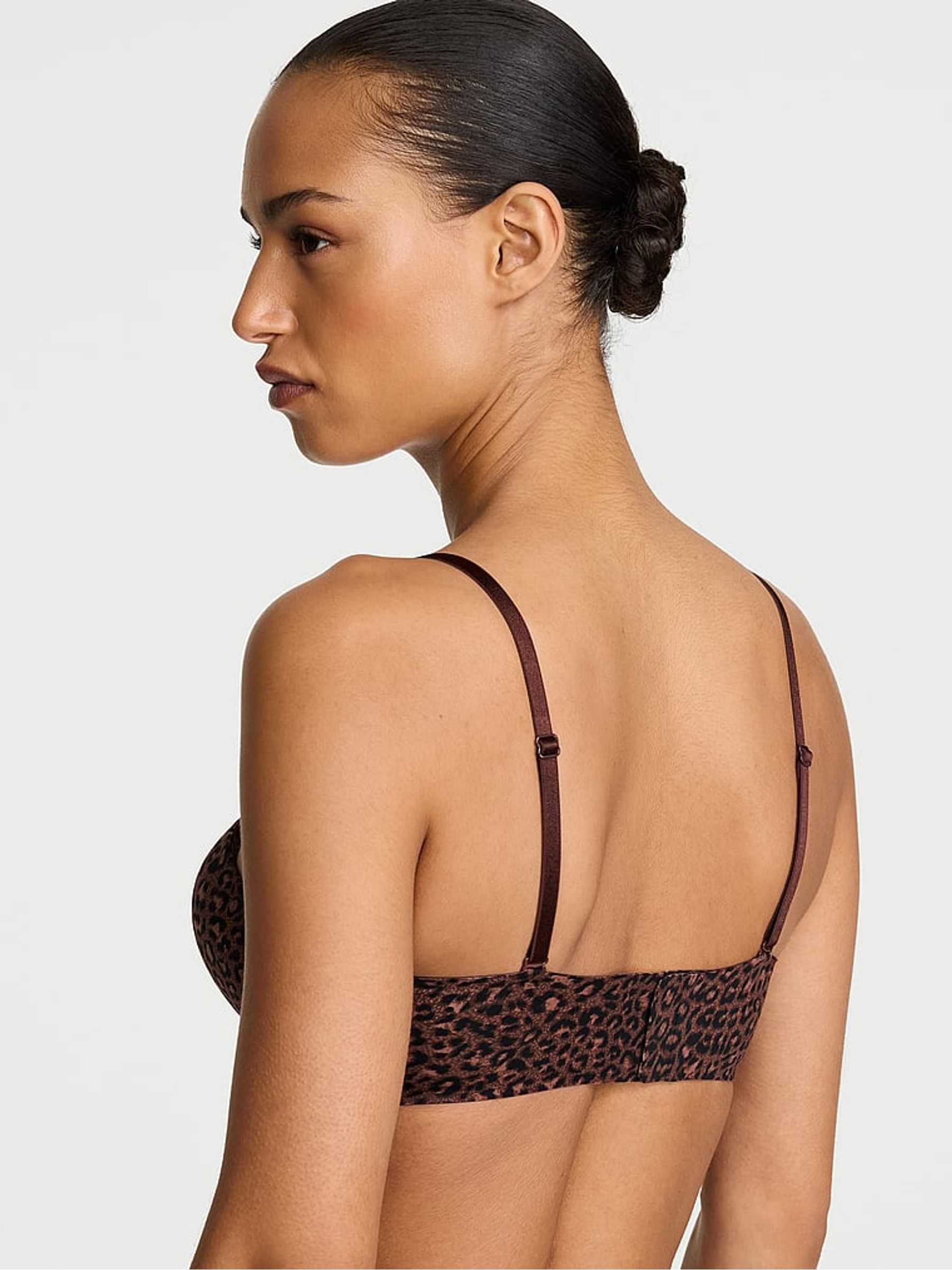 Leopard Brown Add 2 Cups Push Up Bombshell Strapless Bra - Image 3 of 3