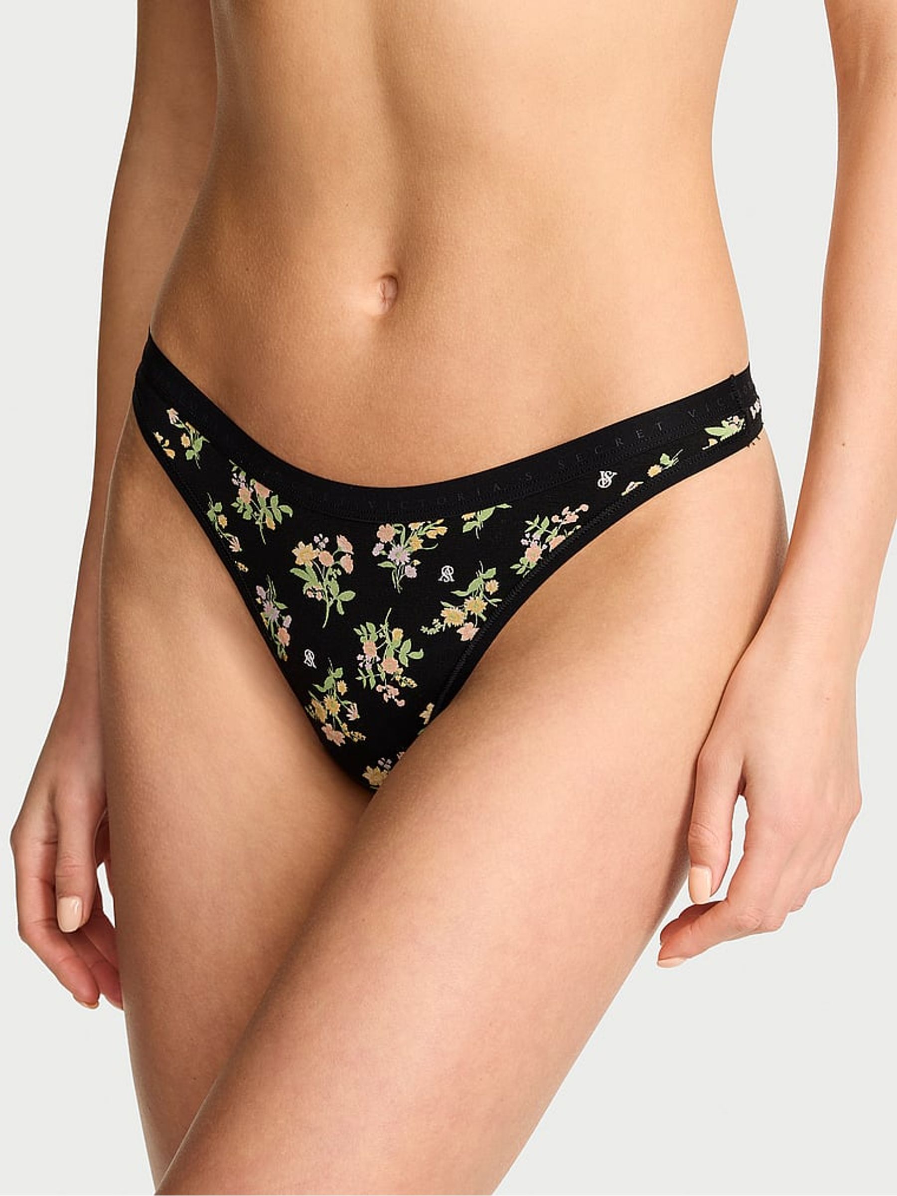 Black Floral Bouquet Thong Knickers - Image 1 of 2