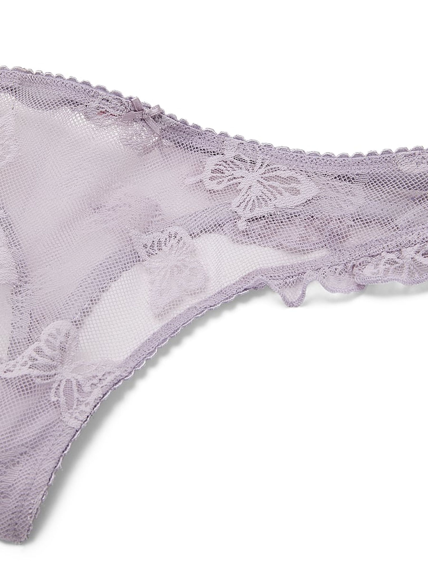 Crystal Lilac Purple Thong Butterfly Mesh Knickers - Image 4 of 4