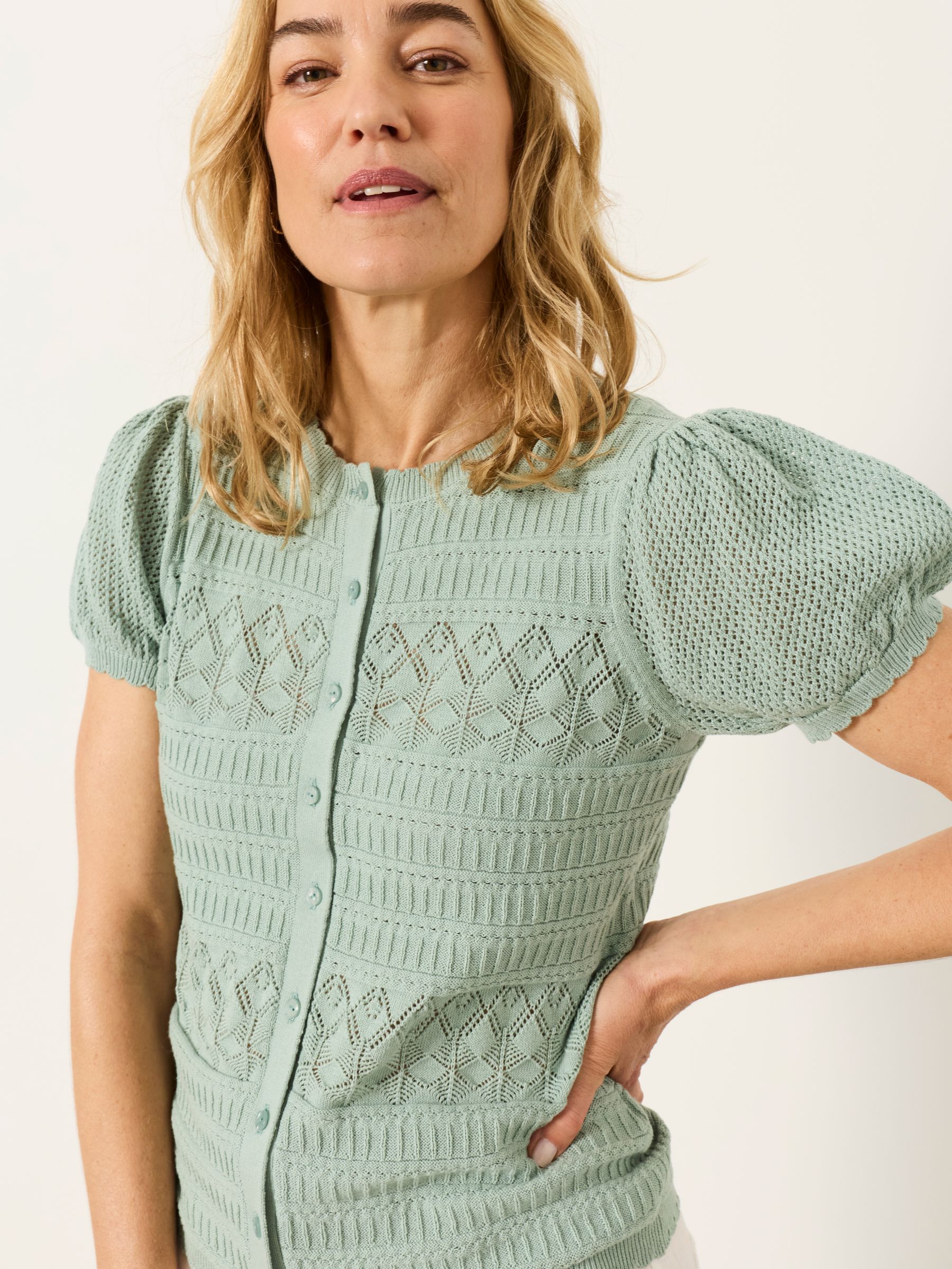 Green Poppy Knitted Pointelle Top - Image 1 of 4