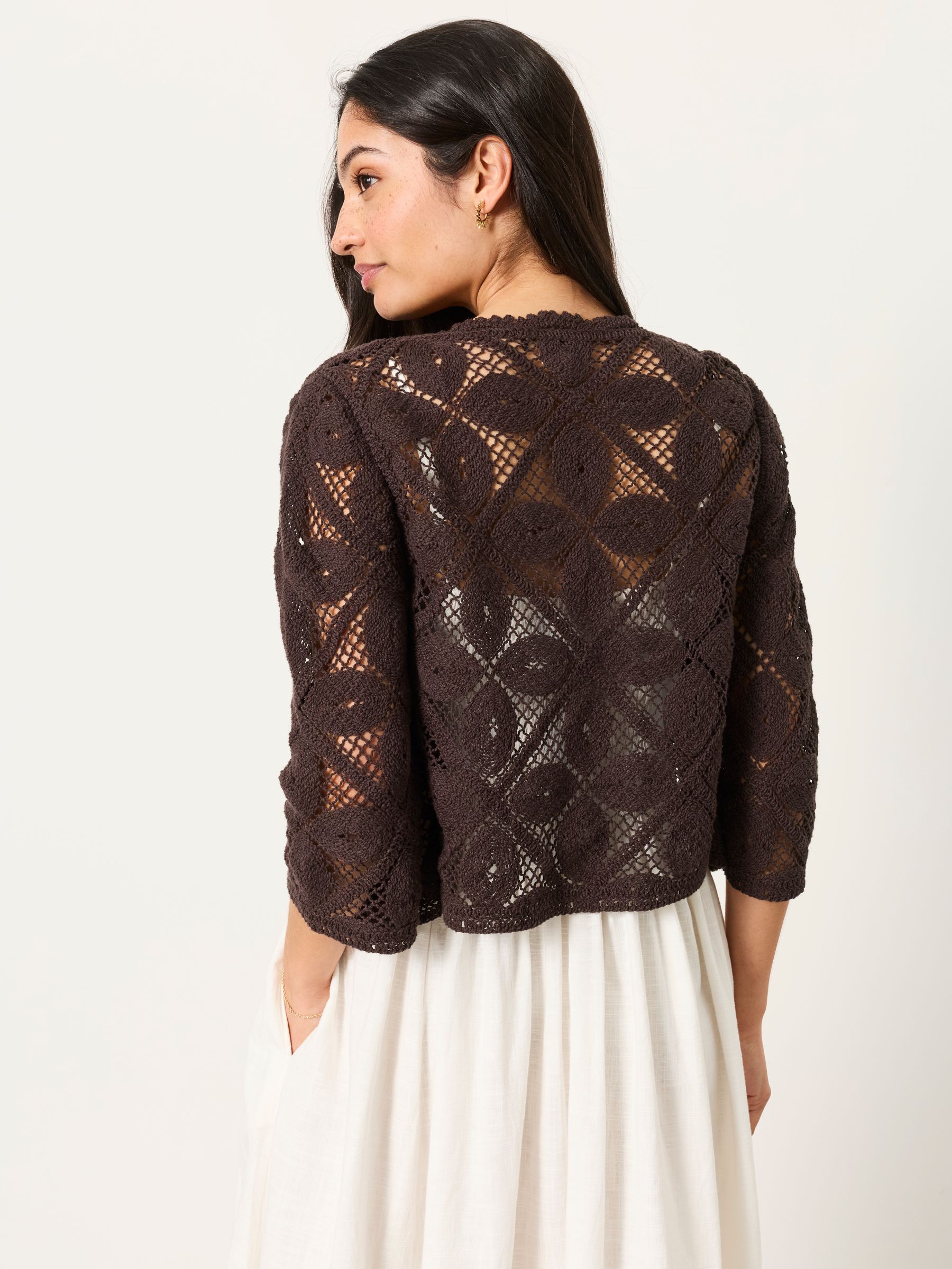 Brown Carrie Crochet Cardigan - Image 3 of 7