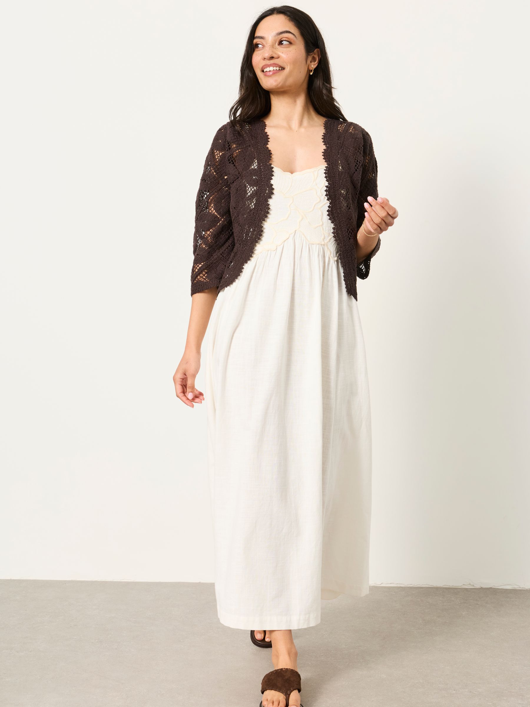 Brown Carrie Crochet Cardigan - Image 4 of 7