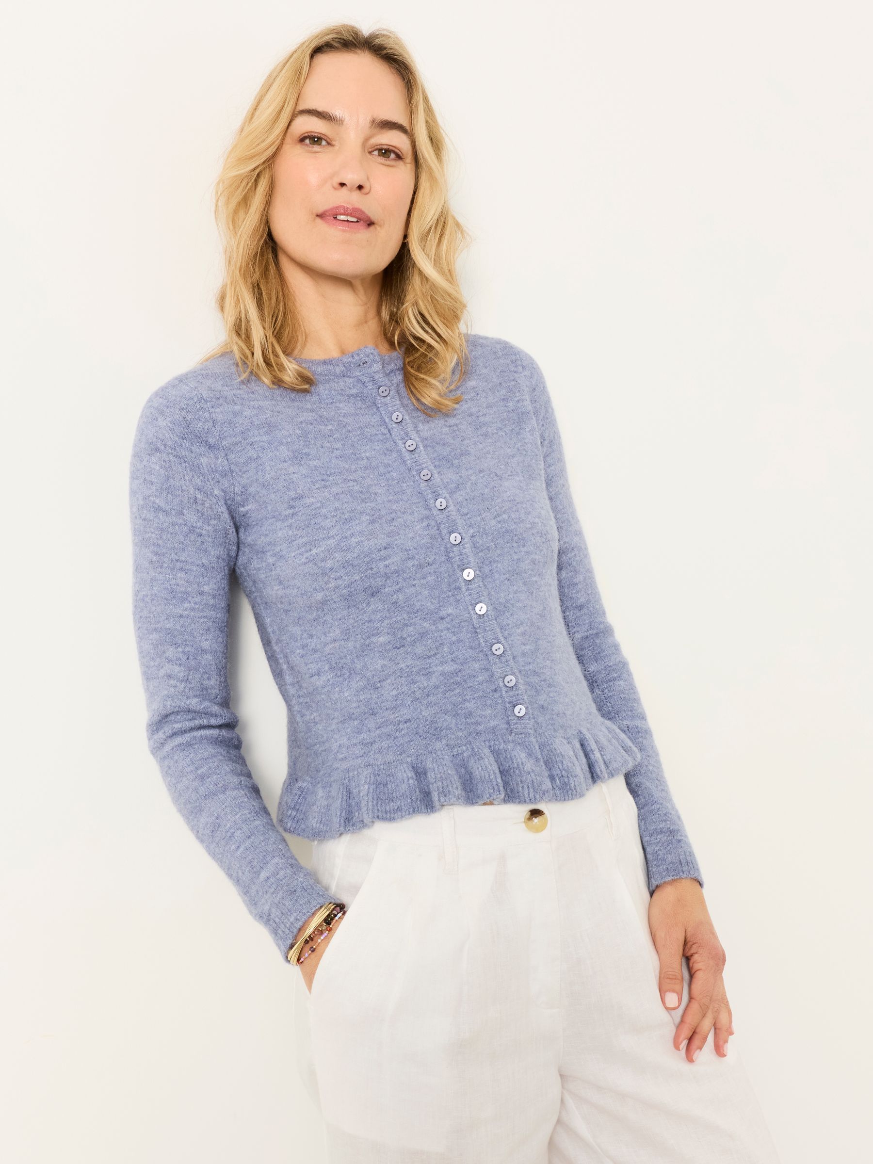 Fearne Blue Frill Knitted Cardigan - Image 1 of 4
