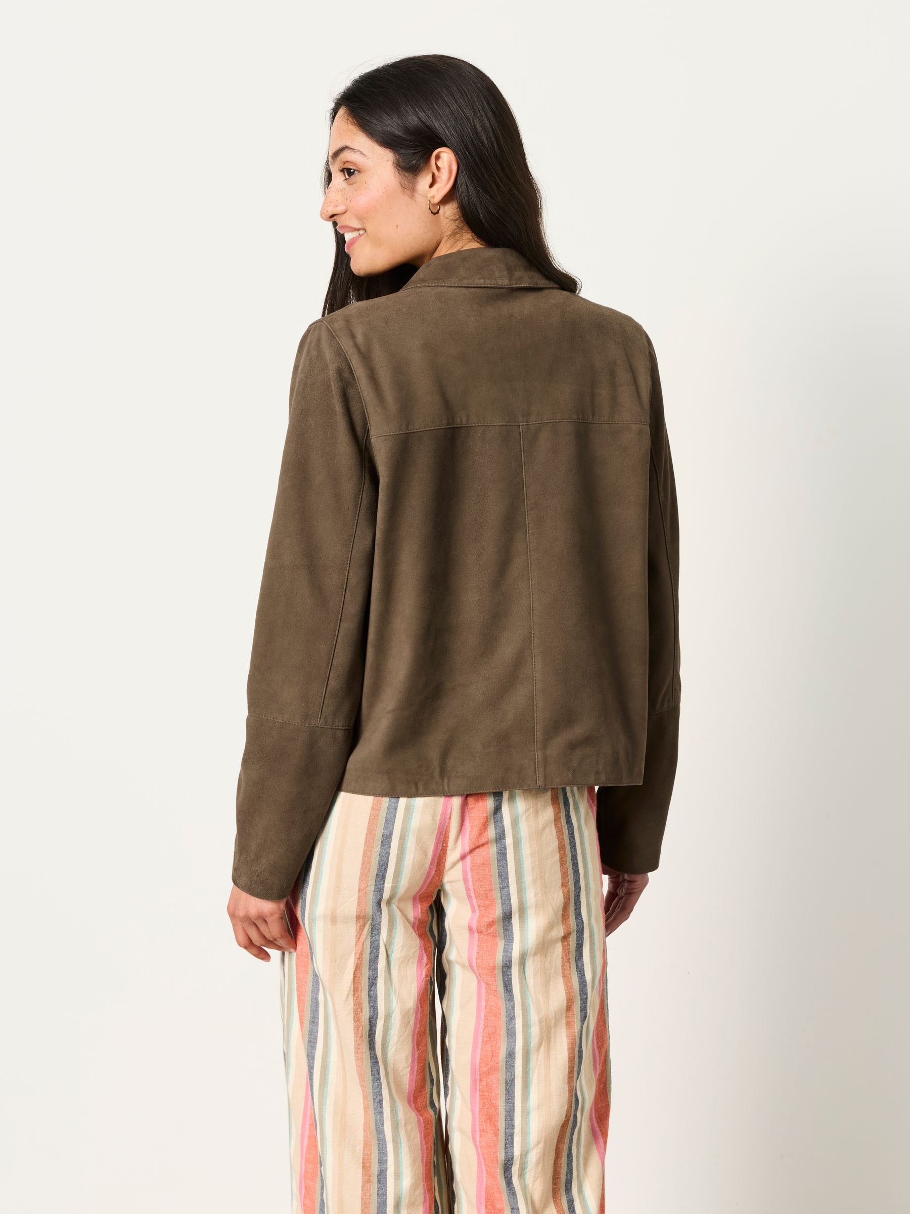 Eliza Chocolate Brown Regular Suede Jacket - Image 2 of 5