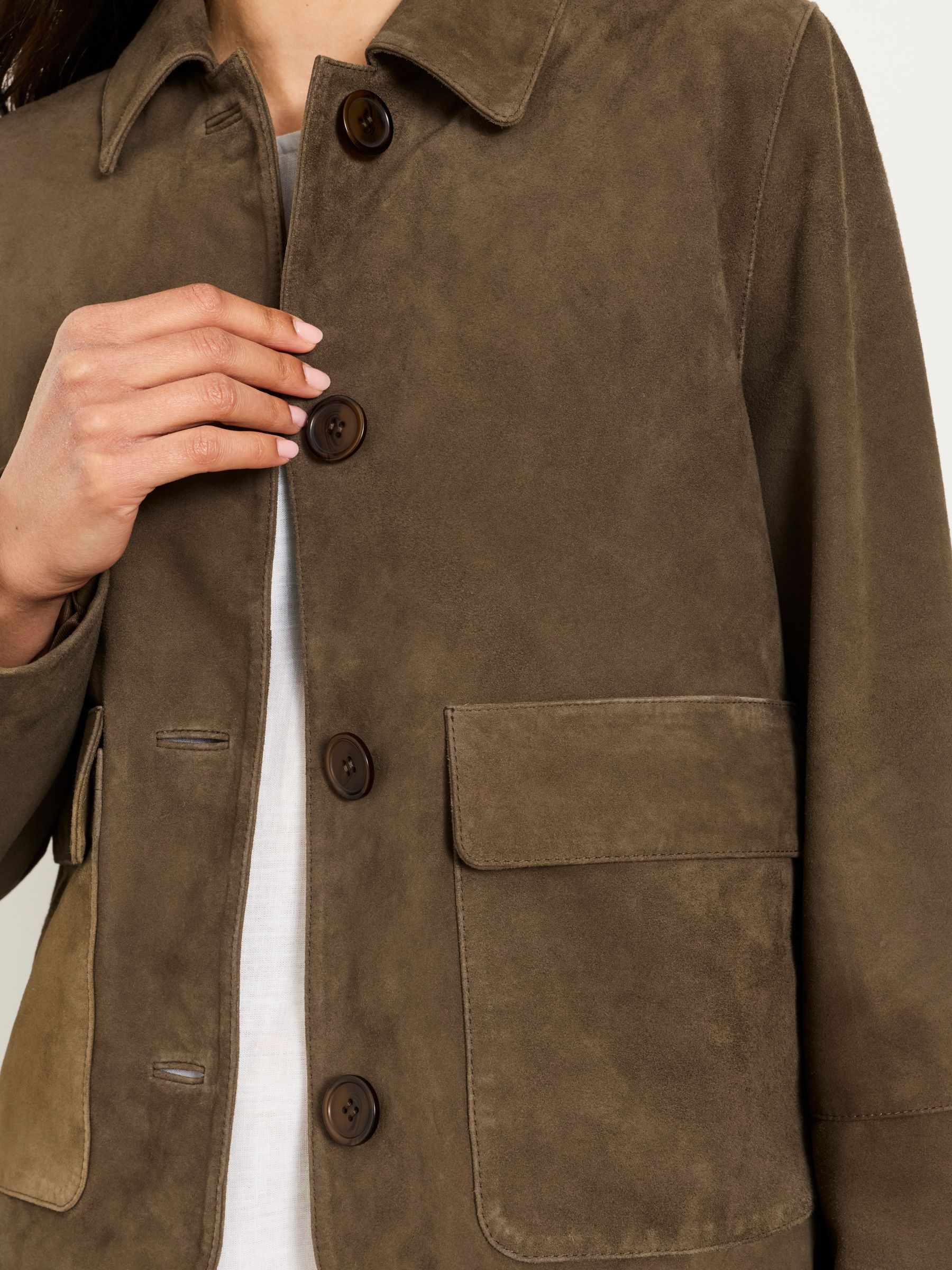 Eliza Chocolate Brown Regular Suede Jacket - Image 3 of 5