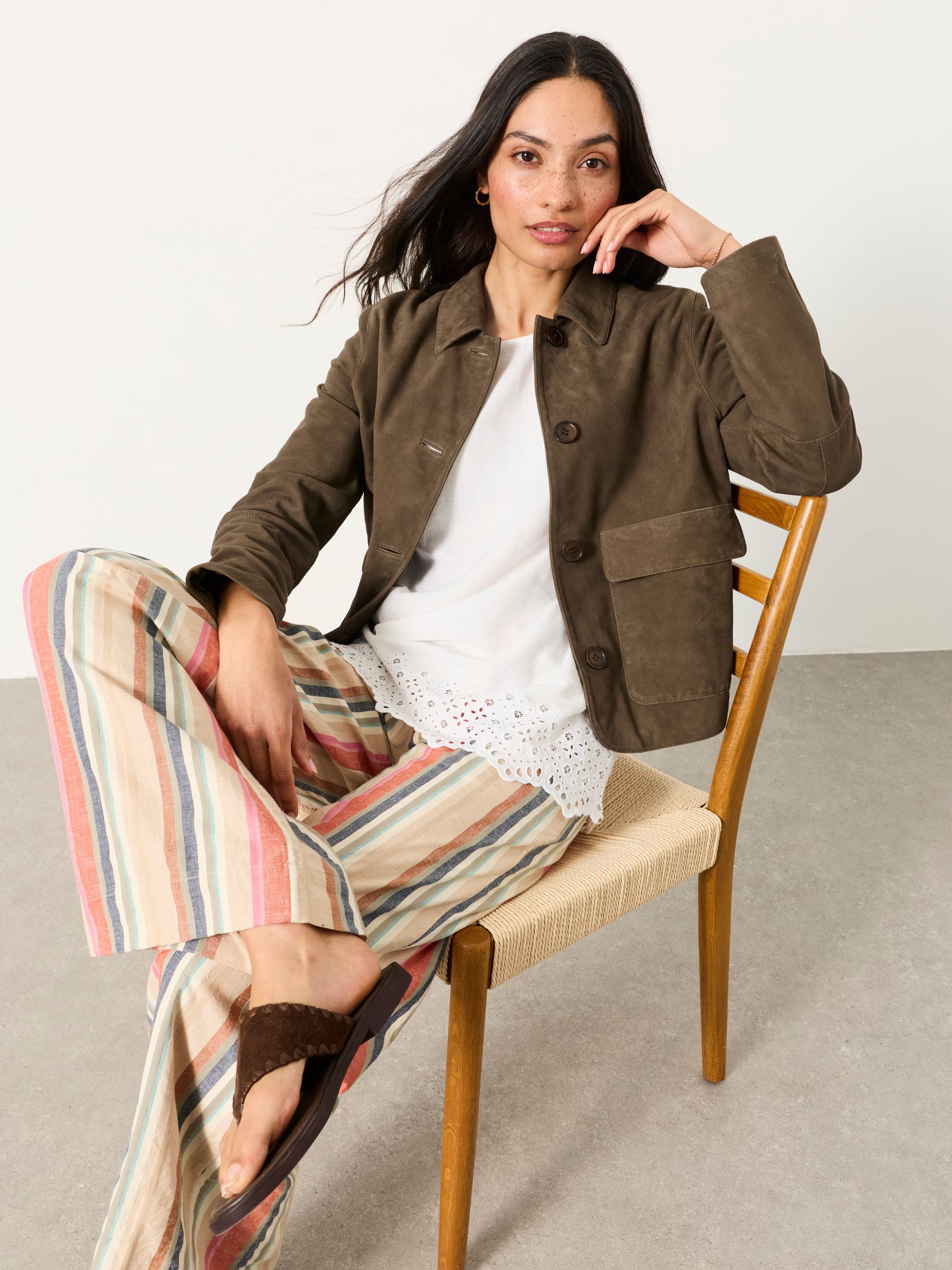 Eliza Chocolate Brown Regular Suede Jacket - Image 4 of 5