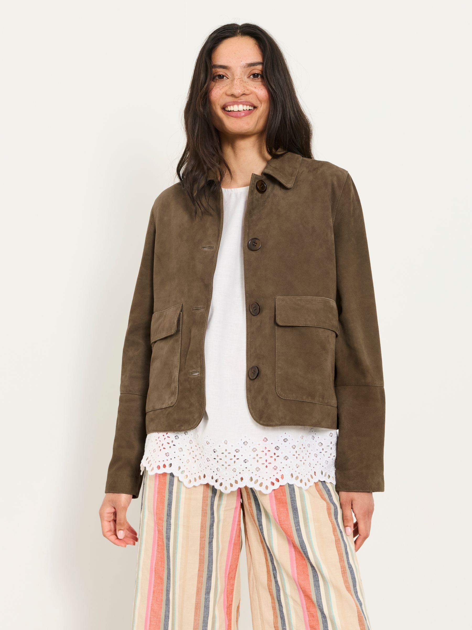 Eliza Chocolate Brown Petite Petite Suede Jacket - Image 1 of 5 Eliza Chocolate Brown Petite Petite Suede Jacket - Image 1 of 5